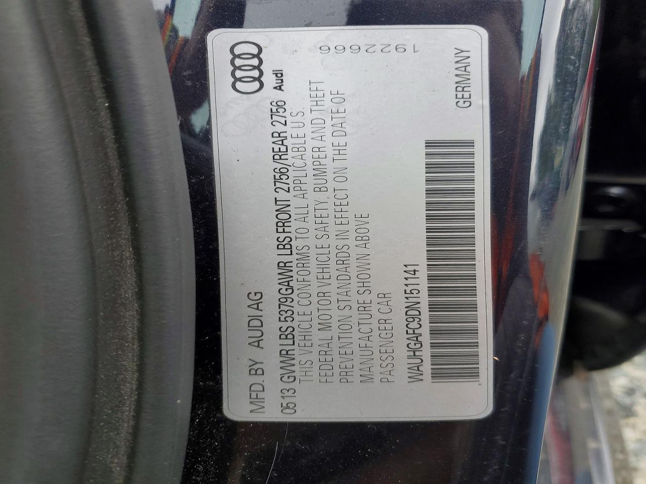 2013 Audi A6 Prestige Blue vin: WAUHGAFC9DN151141