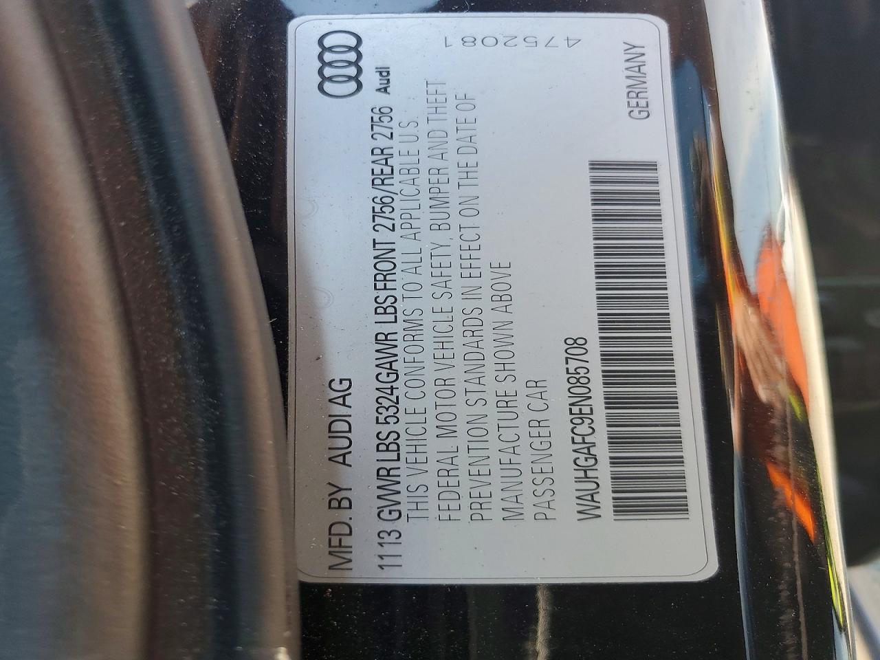 2014 Audi A6 Prestige Black vin: WAUHGAFC9EN085708