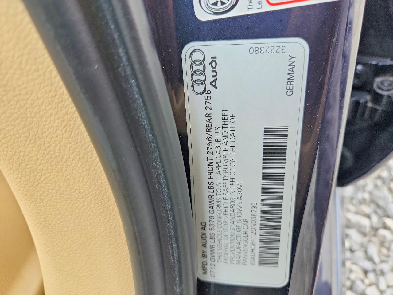 2013 Audi A6 Prestige Blue vin: WAUHGBFC2DN038735