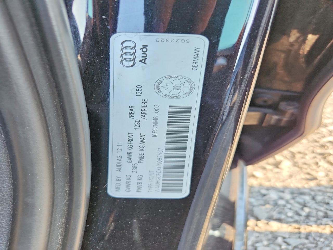 2012 Audi A6 Prestige Black vin: WAUHGCFCXCN097567