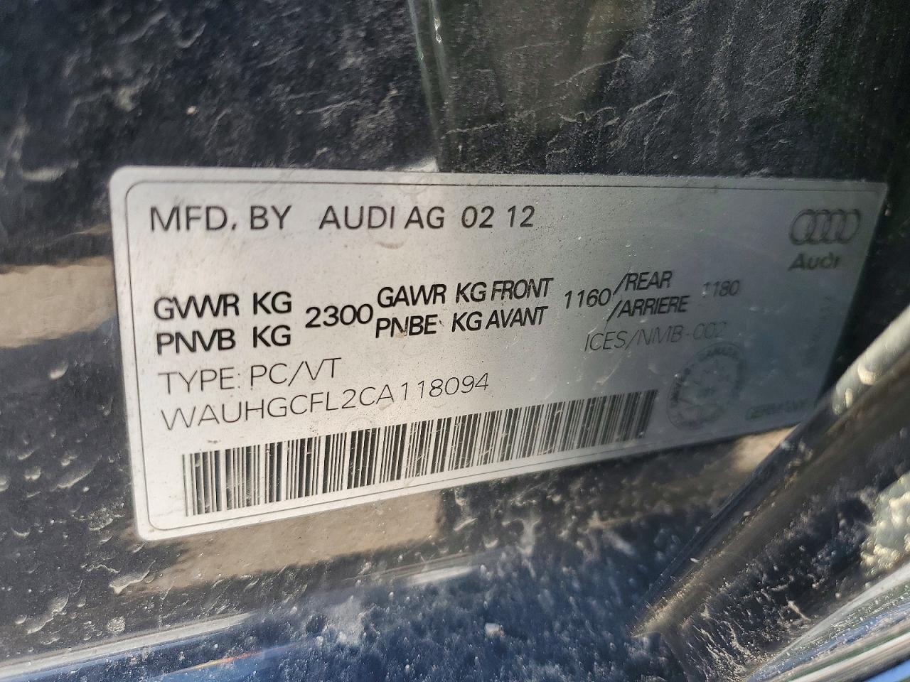 2012 Audi S4 Premium Черный vin: WAUHGCFL2CA118094