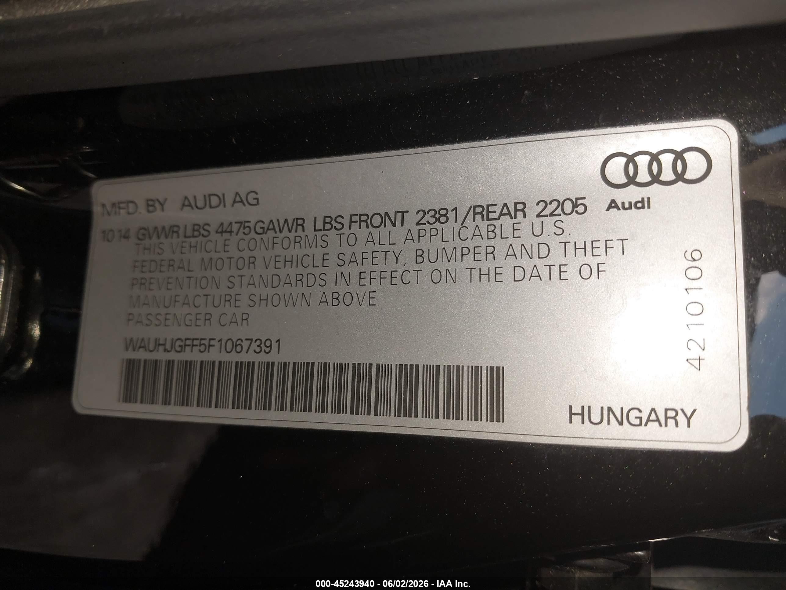 2015 Audi A3 2.0 Tdi Premium Black vin: WAUHJGFF5F1067391