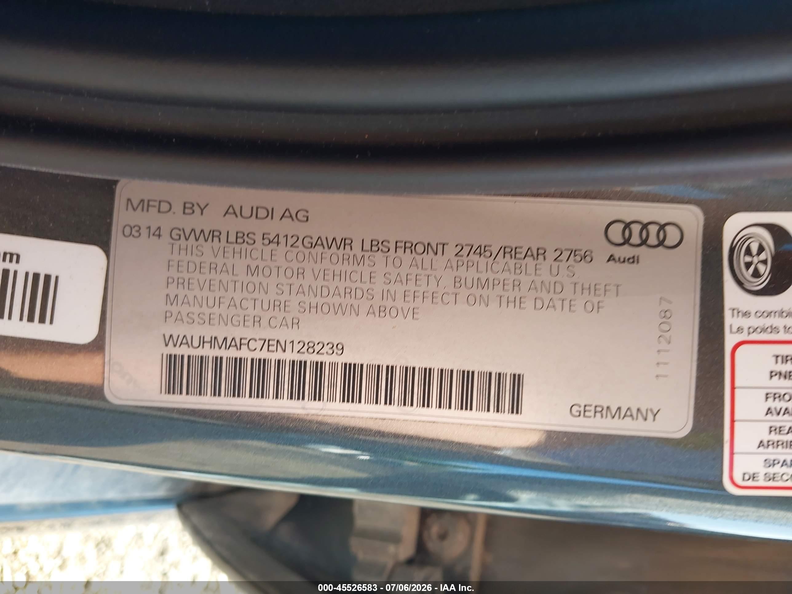 2014 Audi A6 3.0 Tdi Premium Plus Gray vin: WAUHMAFC7EN128239