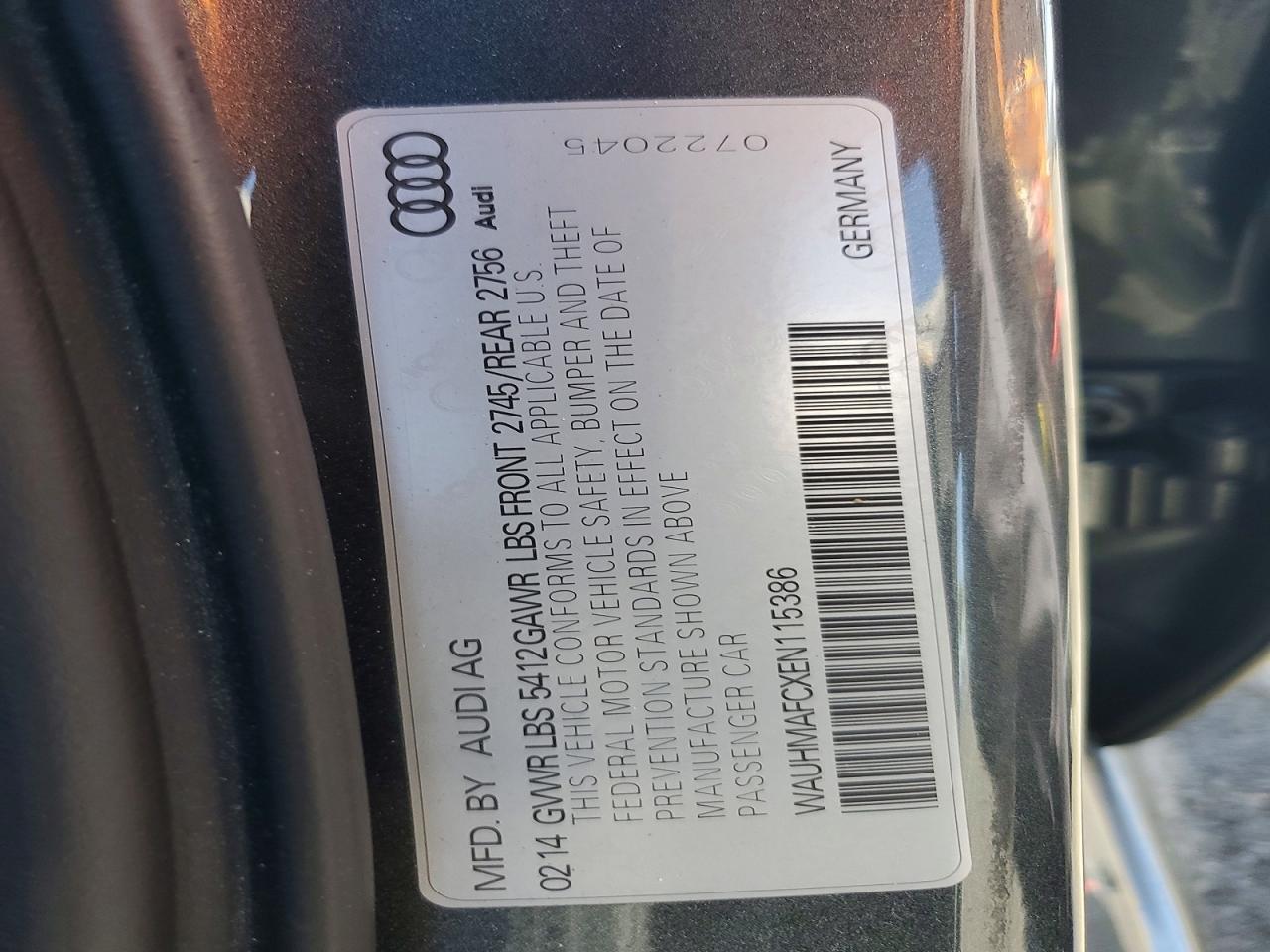 2014 Audi A6 Prestige Charcoal vin: WAUHMAFCXEN115386
