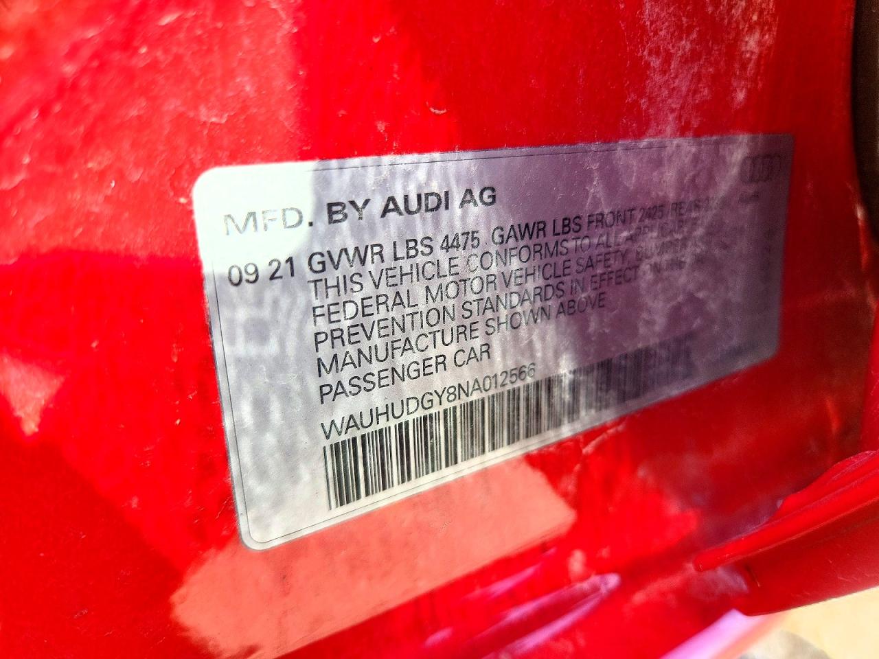 2022 Audi A3 Premium Plus Red vin: WAUHUDGY8NA012566