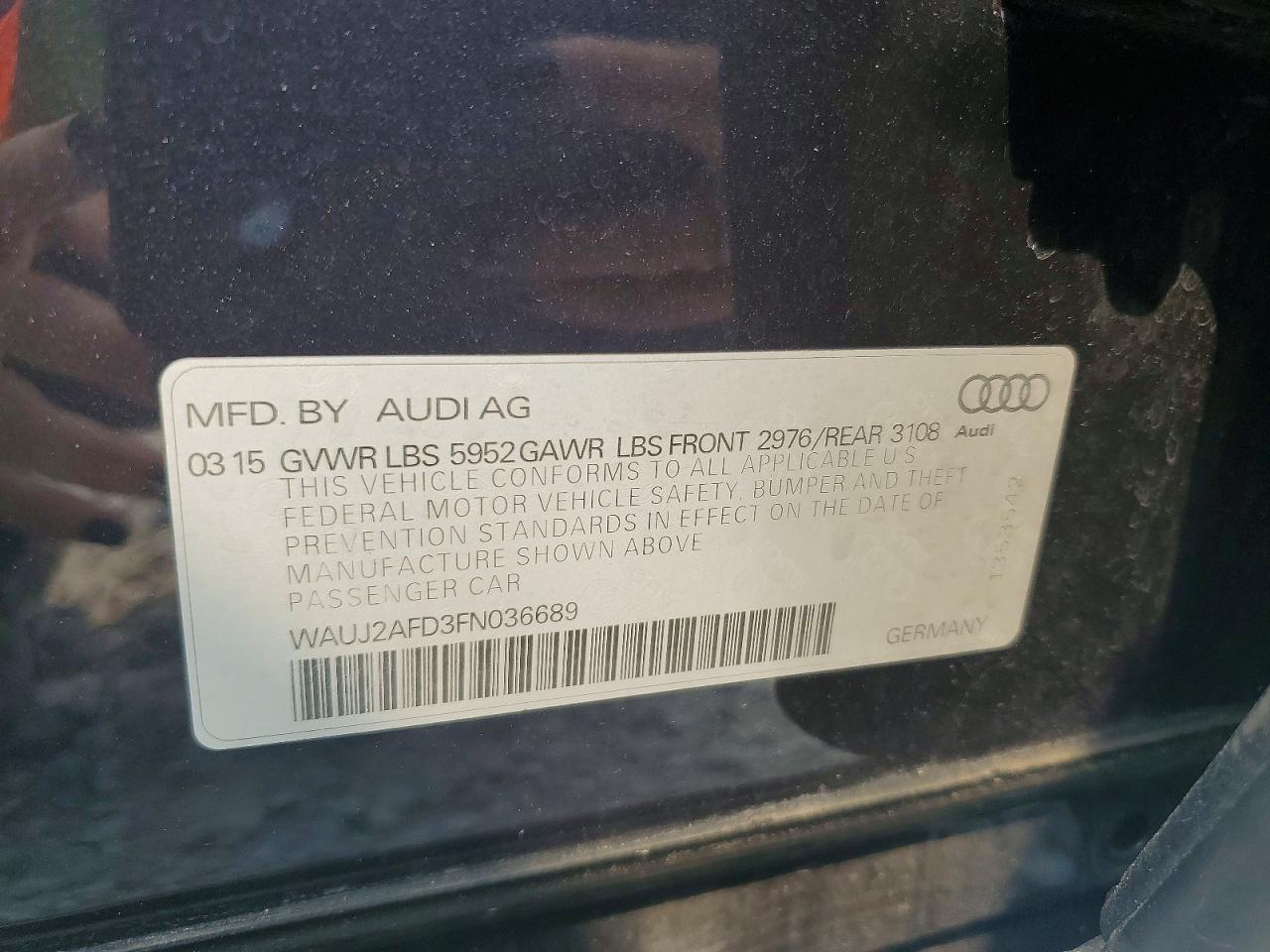 2015 Audi A8 Quattro Blue vin: WAUJ2AFD3FN036689