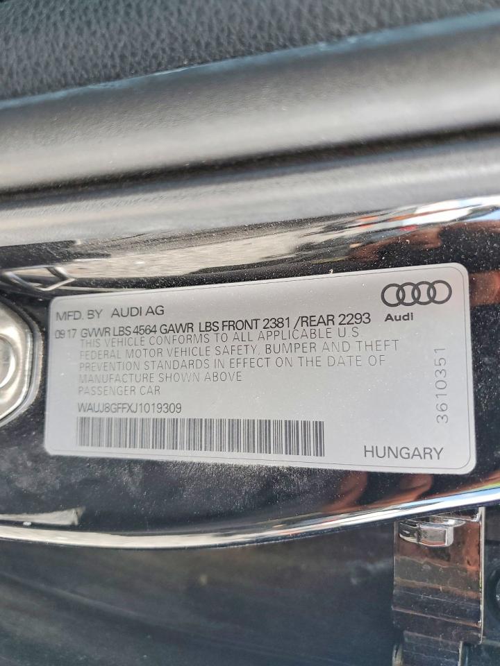 2018 Audi A3 Premium Plus Черный vin: WAUJ8GFFXJ1019309