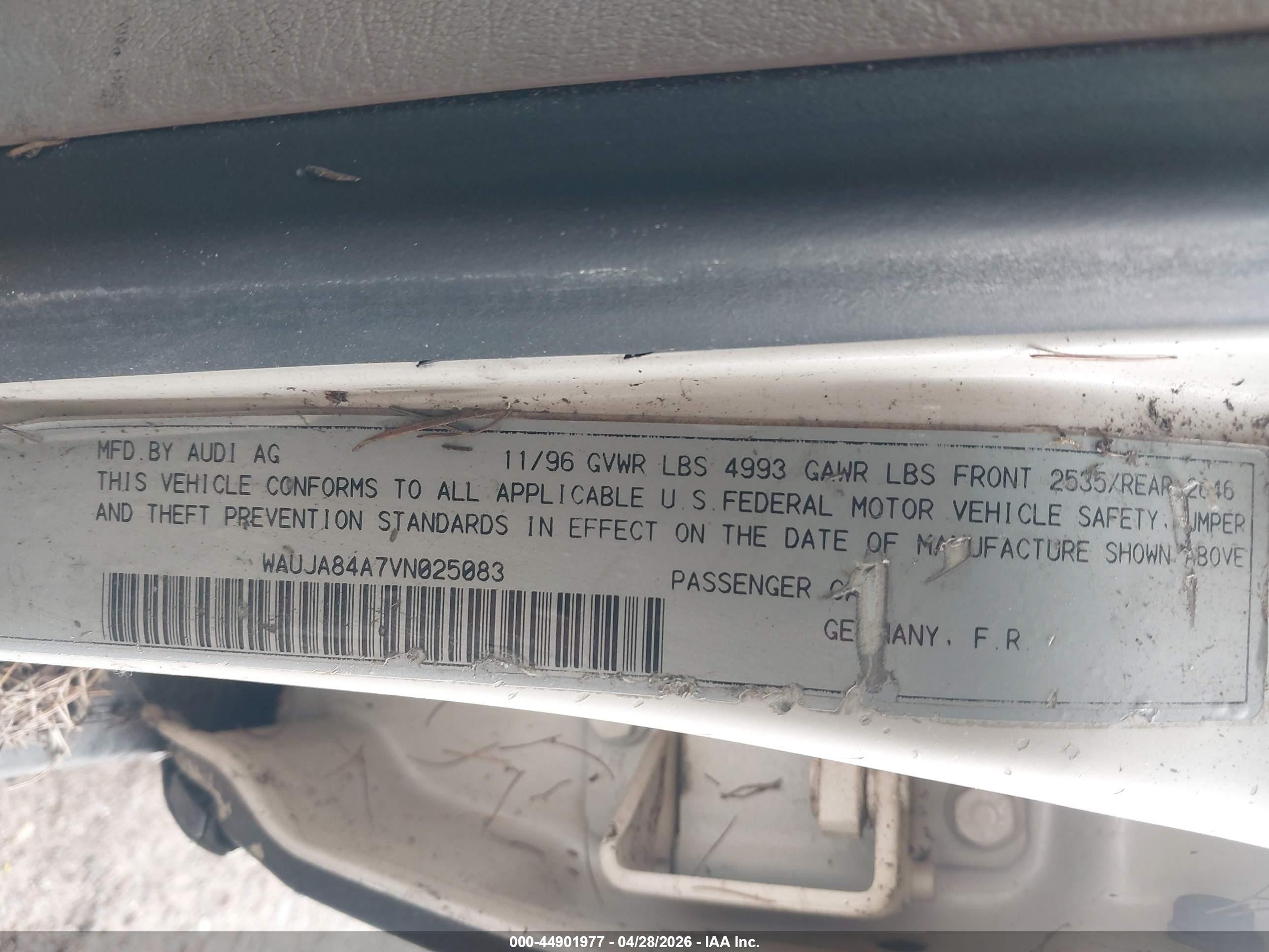 1997 Audi A6   Черный vin: WAUJA84A7VN025083