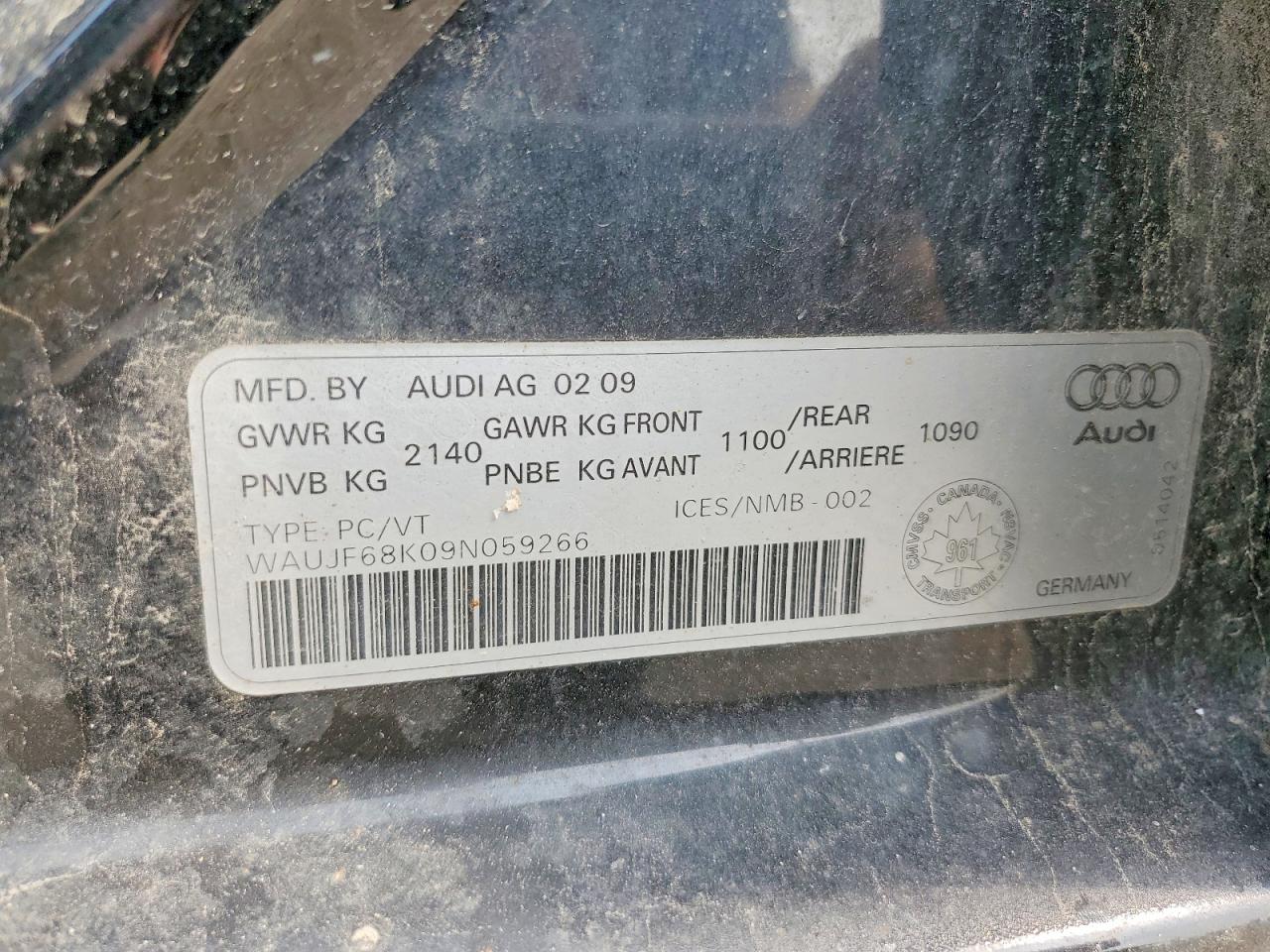 2009 Audi A4 Premium Plus Black vin: WAUJF68K09N059266