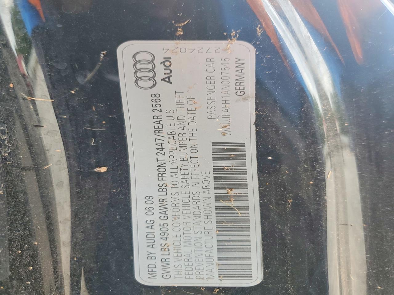 2010 Audi A5 Premium Plus Black vin: WAUJFAFH1AN007546