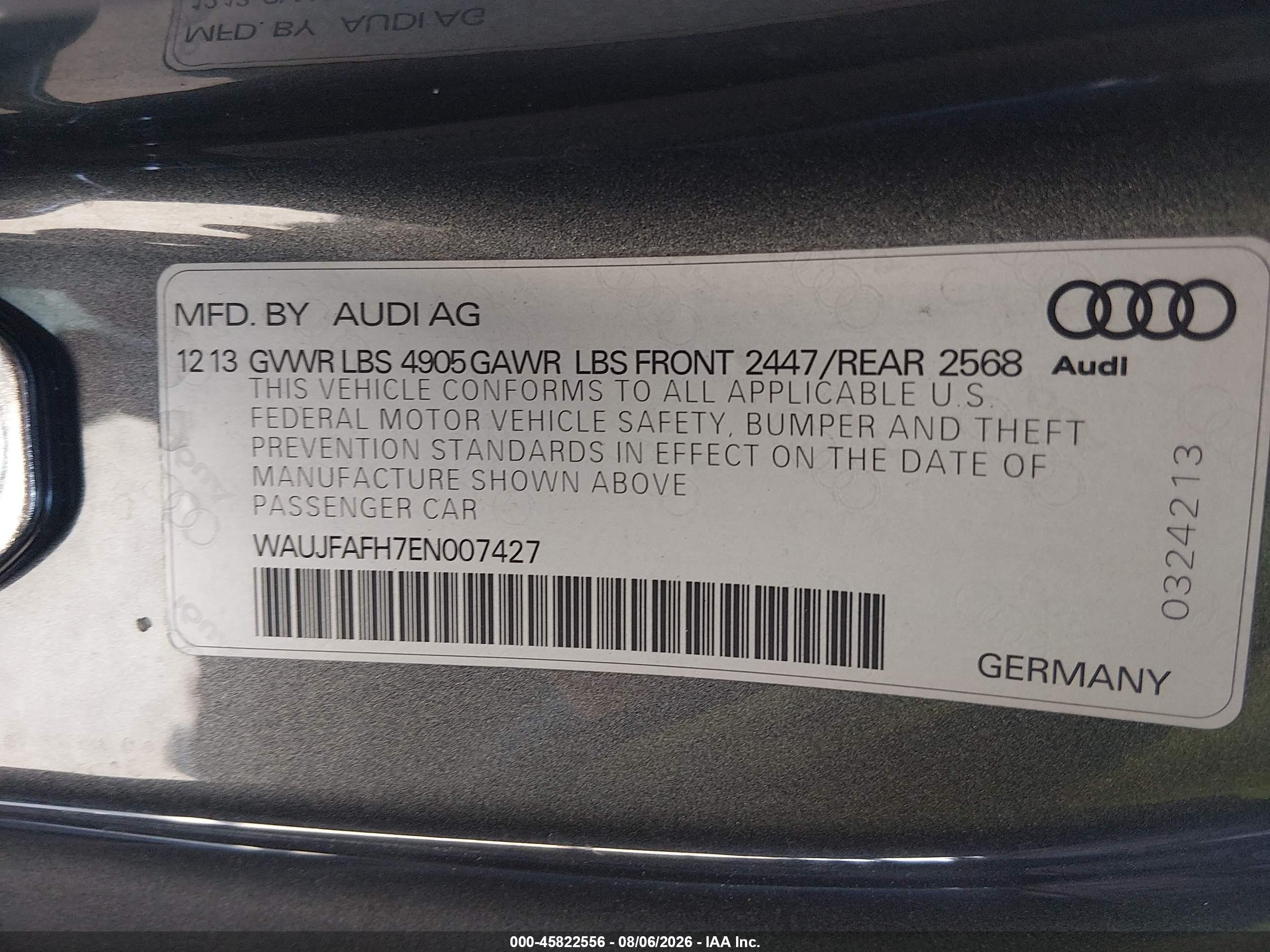 2014 Audi A5 2.0t Premium Gray vin: WAUJFAFH7EN007427