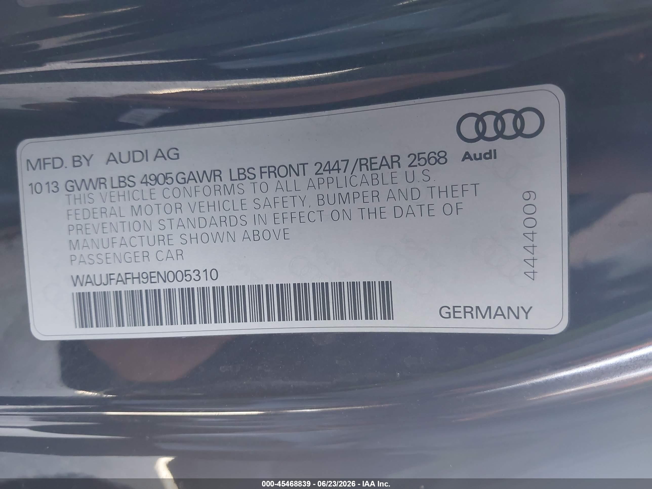2014 Audi A5 2.0t Premium Black vin: WAUJFAFH9EN005310