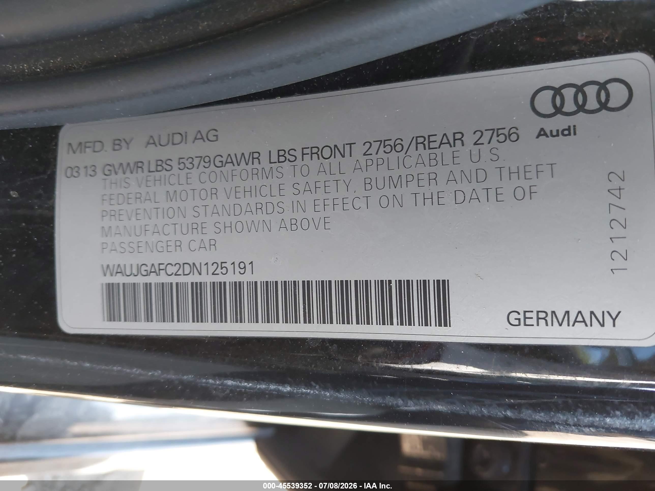 2013 Audi A6 3.0t Premium Серый vin: WAUJGAFC2DN125191