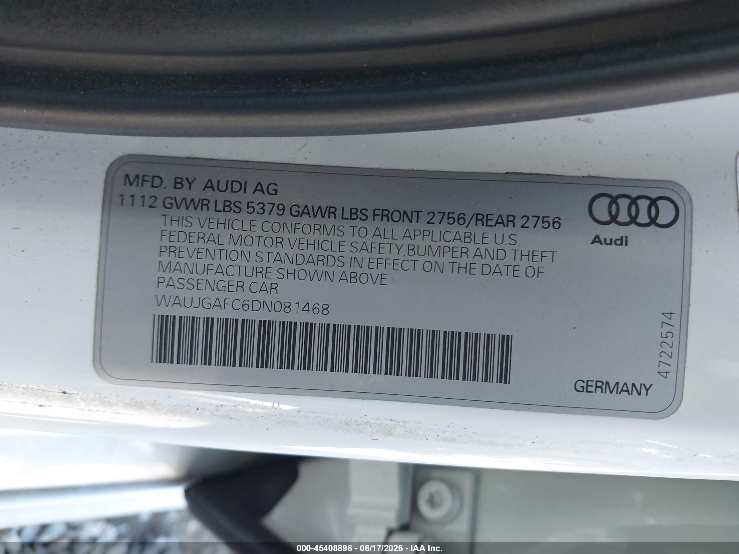 2013 Audi A6 3.0t Premium White vin: WAUJGAFC6DN081468