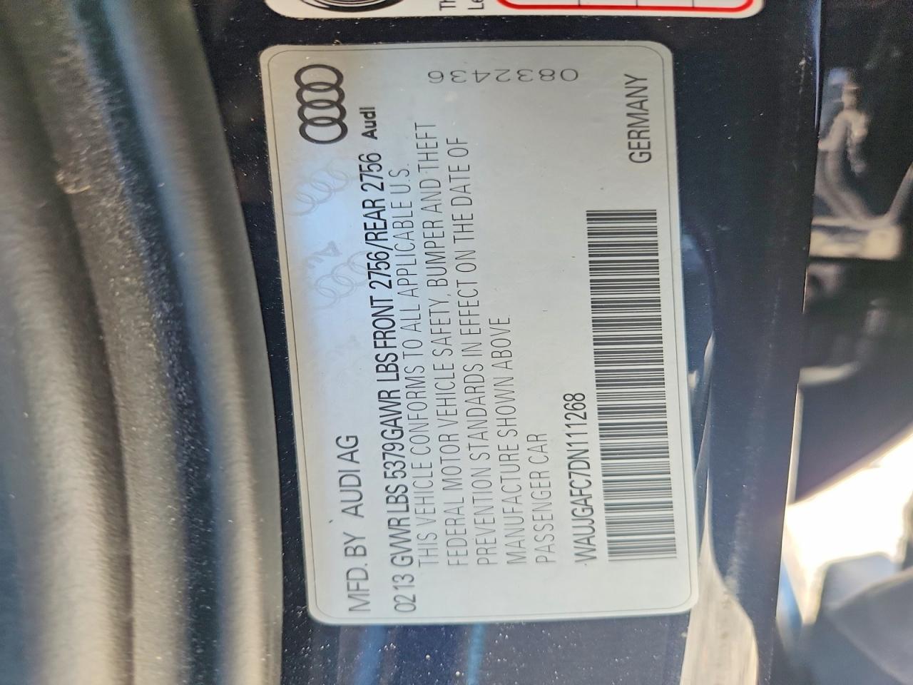 2013 Audi A6 Prestige Black vin: WAUJGAFC7DN111268