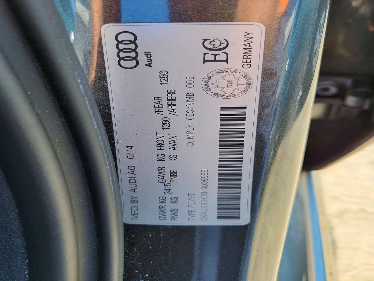2015 Audi A6 Prestige Gray vin: WAUJGCFCXFN008599