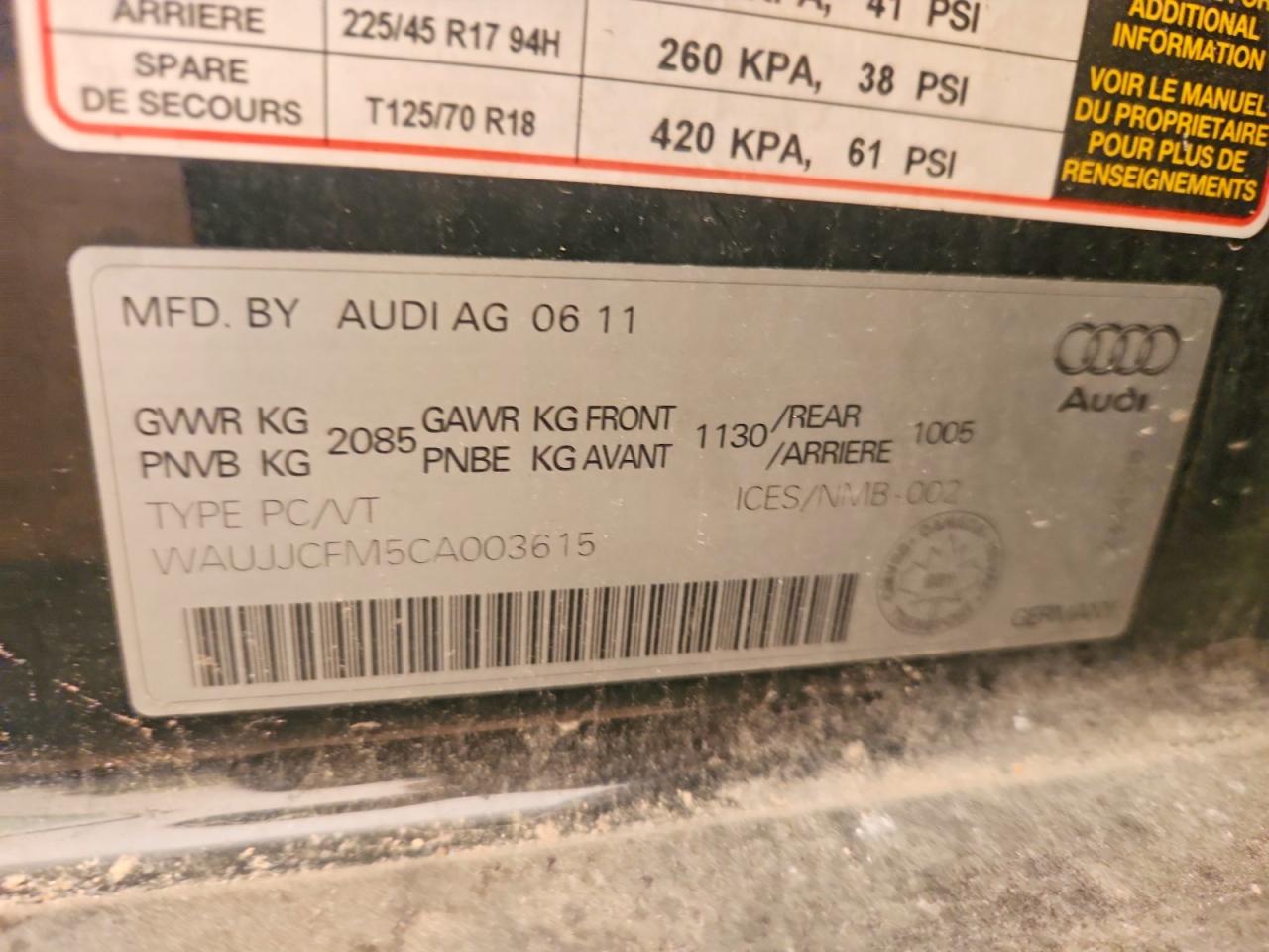 2012 Audi A3 Black vin: WAUJJCFM5CA003615