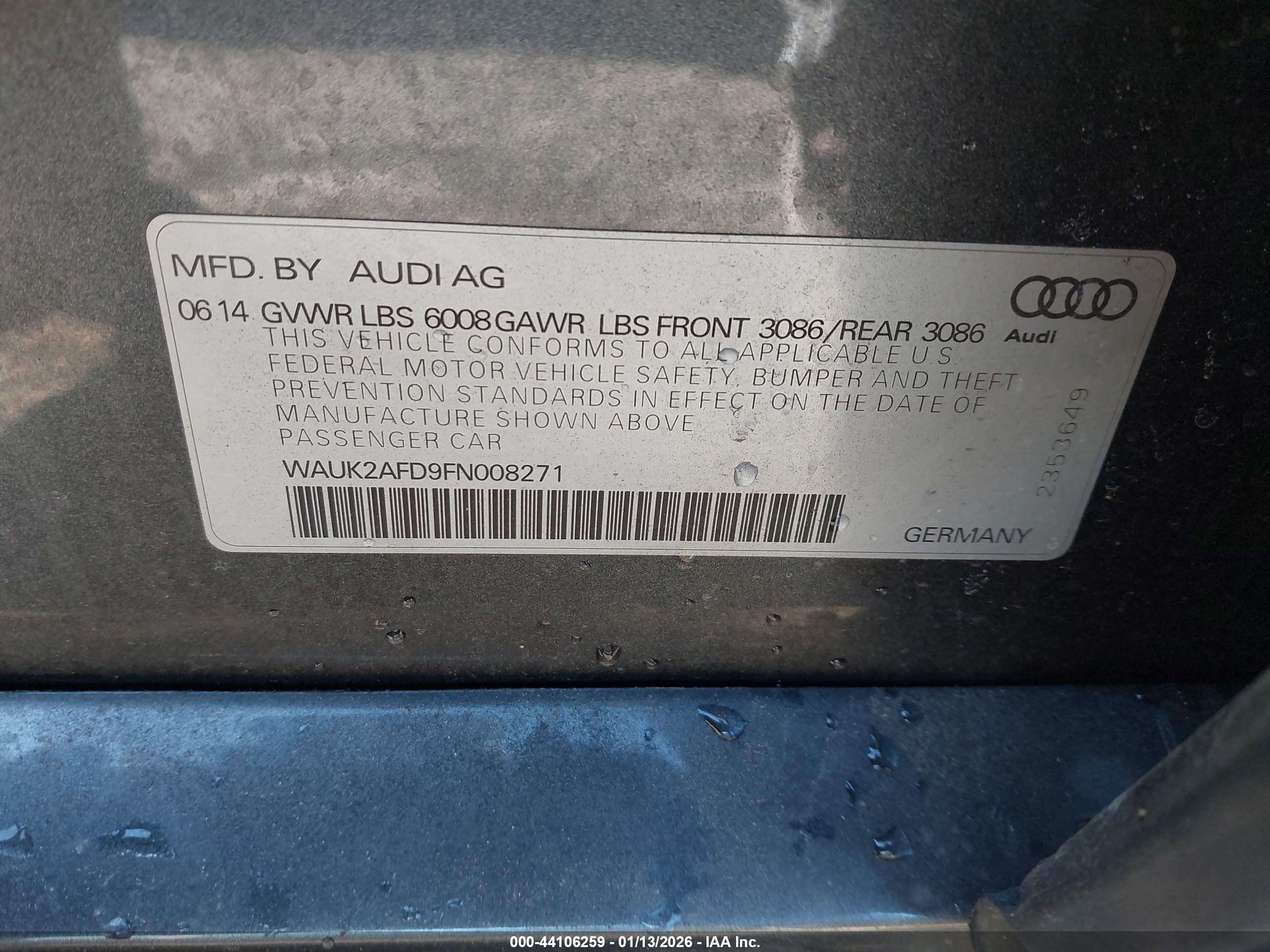 2015 Audi S8 4.0t Gray vin: WAUK2AFD9FN008271