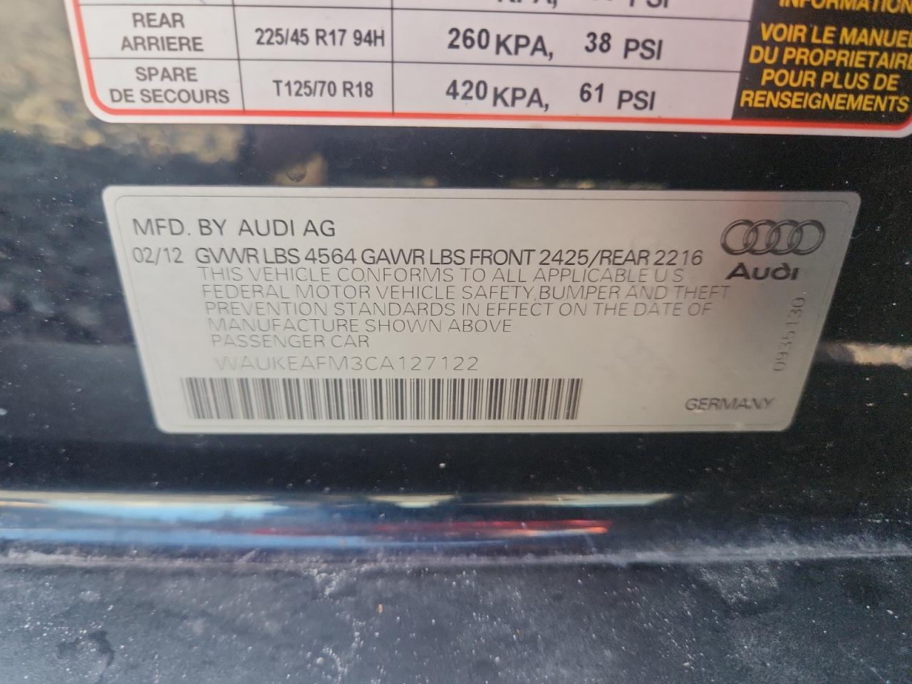 2012 Audi A3 Premium Plus Черный vin: WAUKEAFM3CA127122