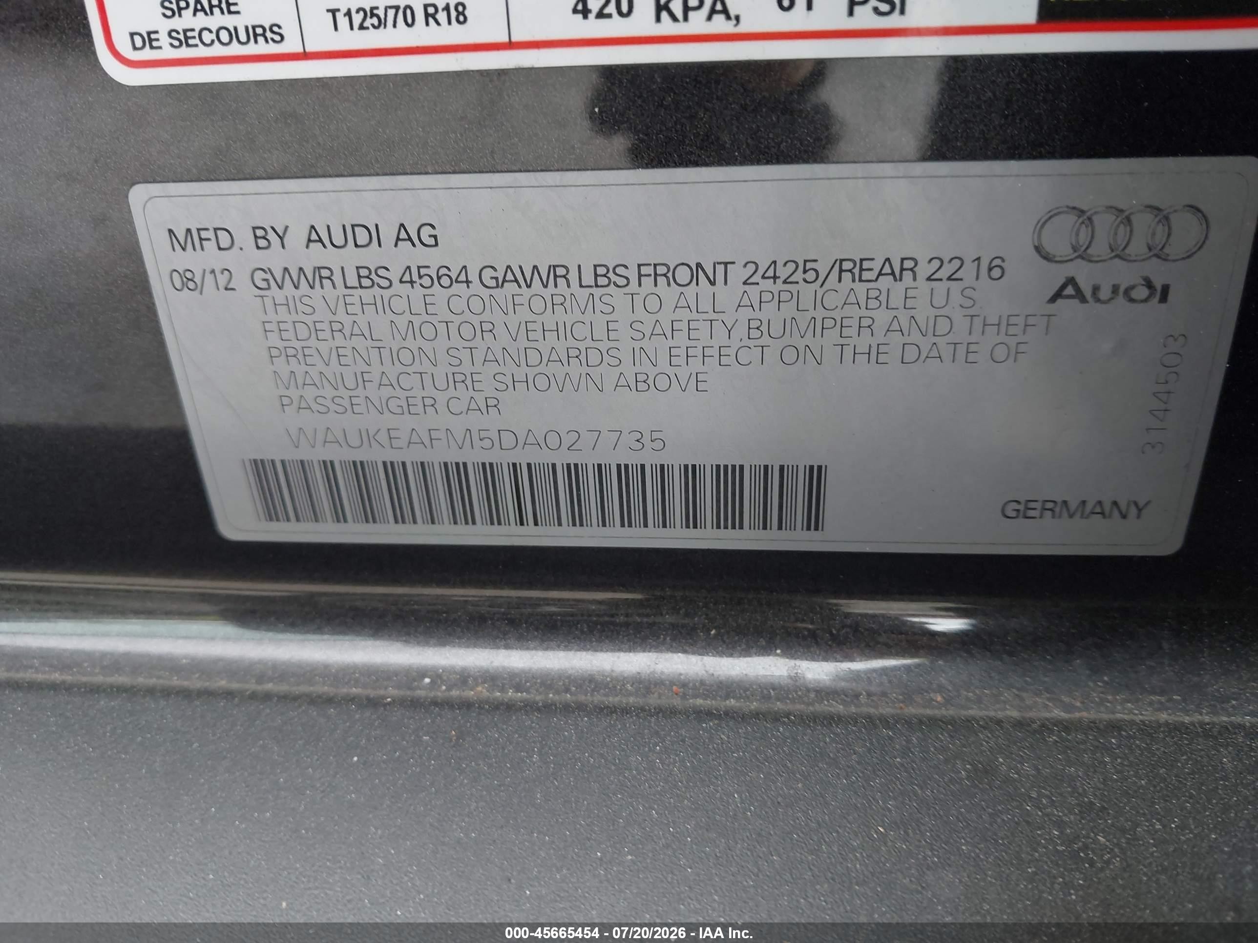 2013 Audi A3 2.0t Premium Black vin: WAUKEAFM5DA027735