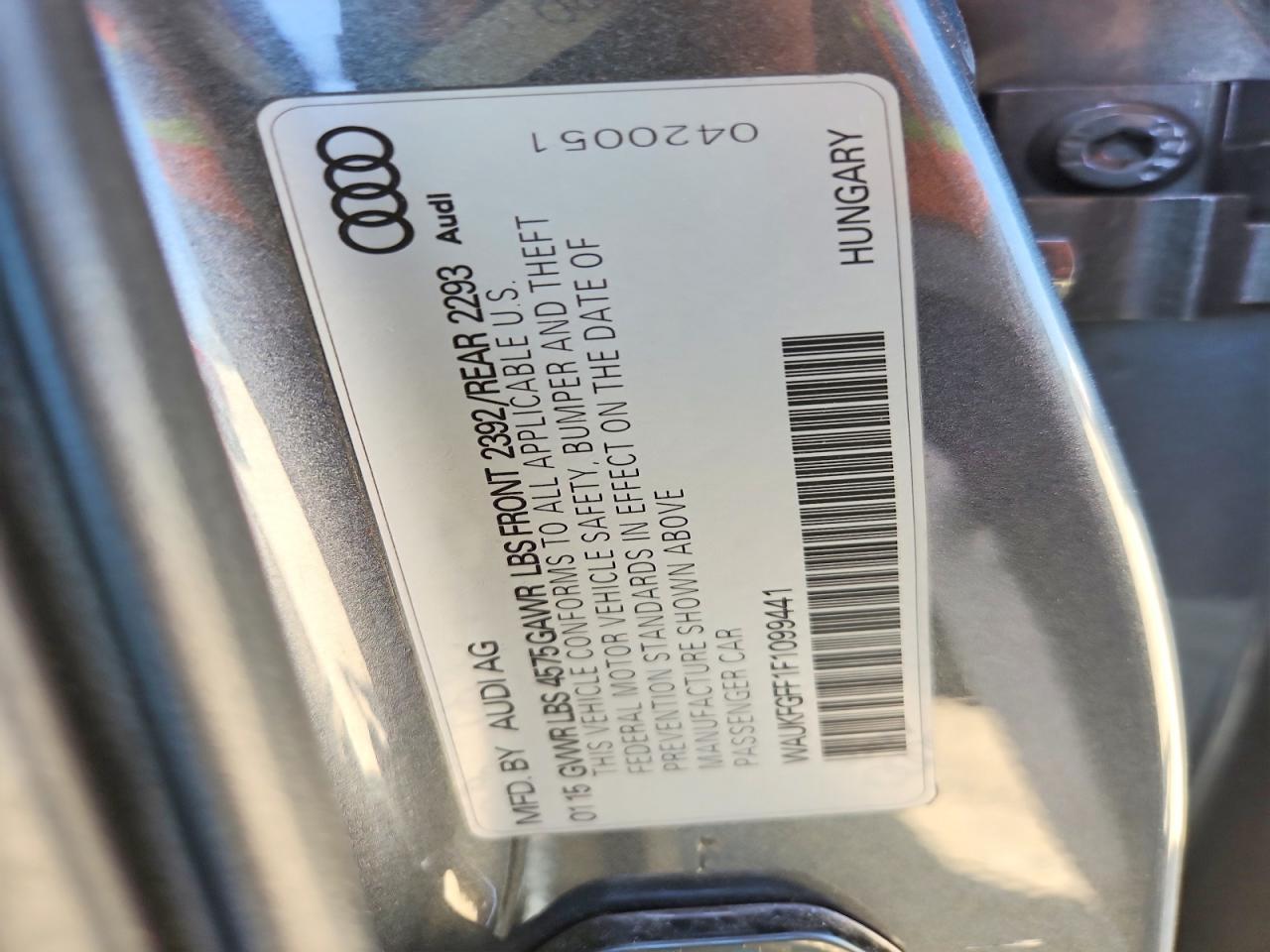 2015 Audi A3 Prestige S-line Gray vin: WAUKFGFF1F1099441