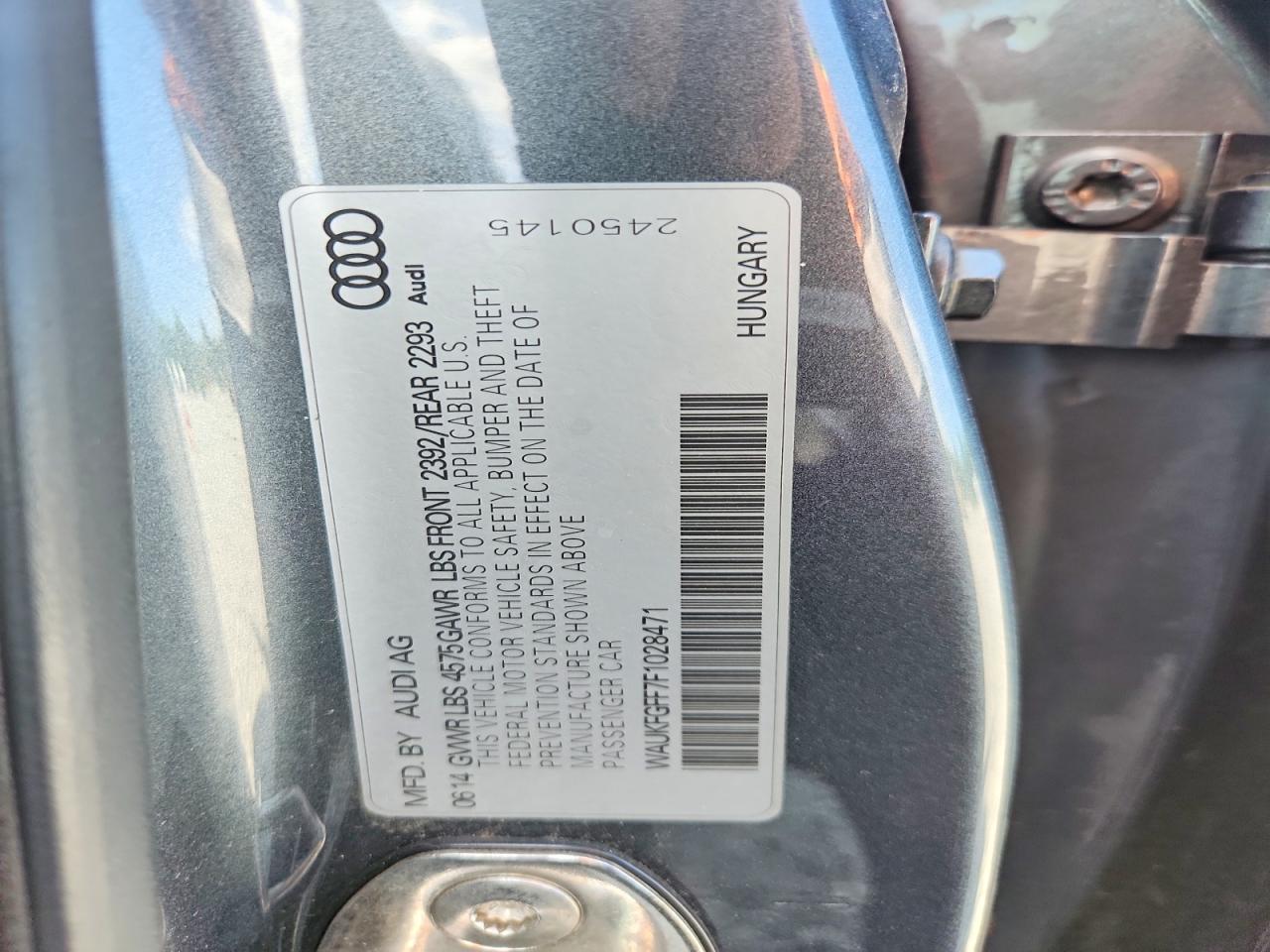 2015 Audi A3 Prestige S-line Gray vin: WAUKFGFF7F1028471