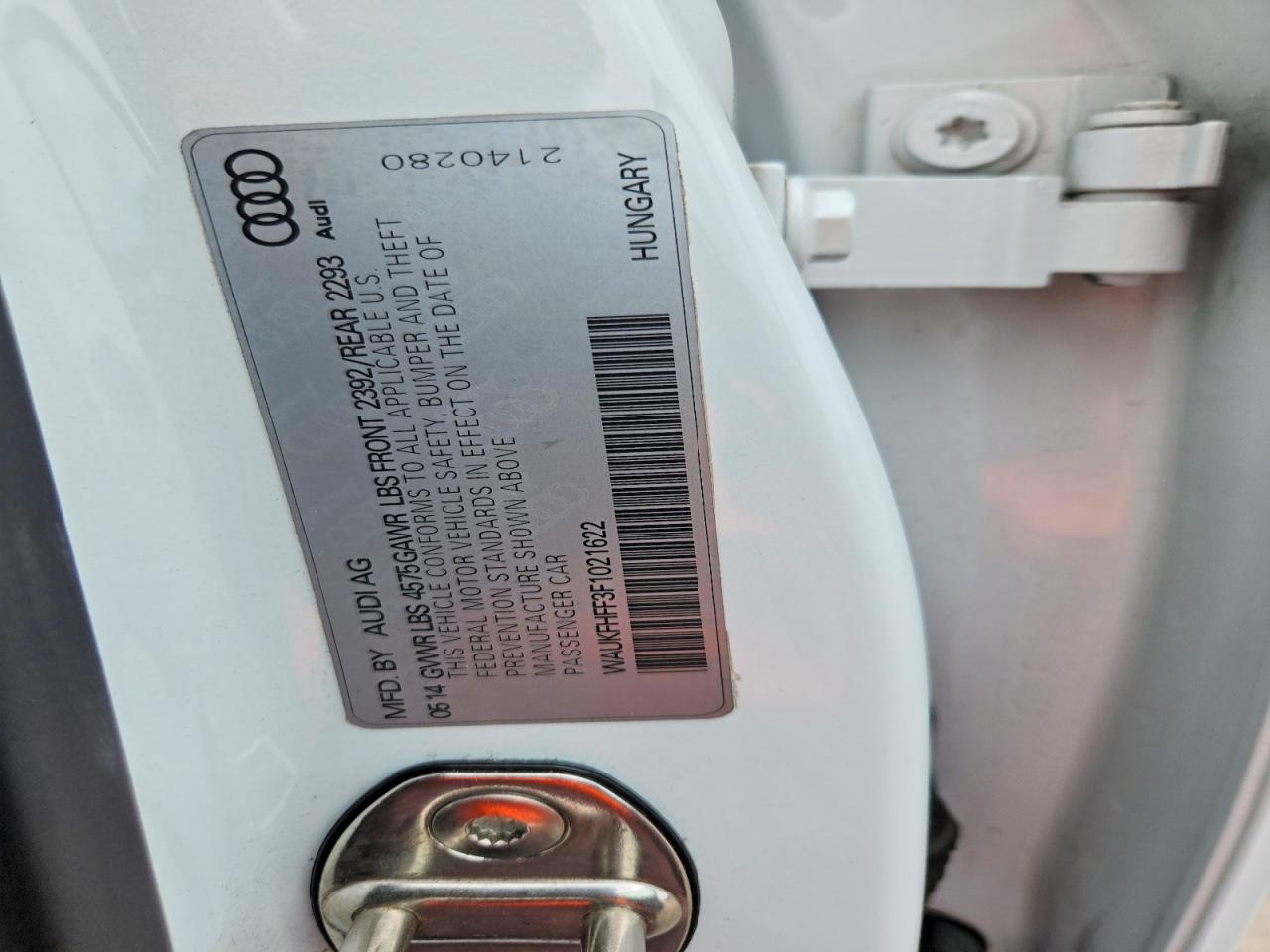 2015 Audi A3 Prestige S-line White vin: WAUKFHFF3F1021622