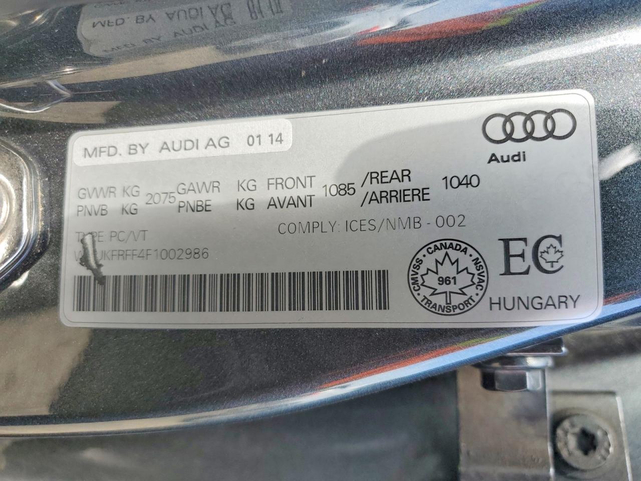 2015 Audi A3 Prestige S-line Gray vin: WAUKFRFF4F1002986