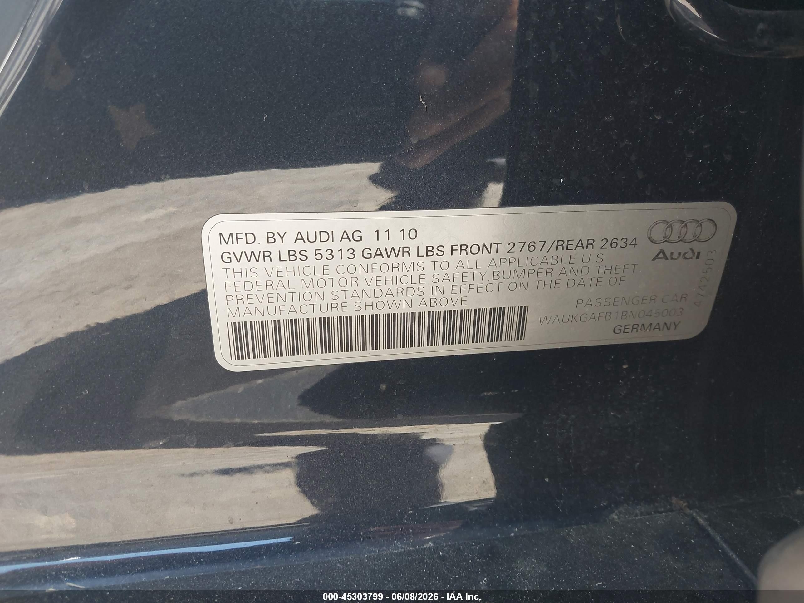 2011 Audi A6 3.0 Premium Синий vin: WAUKGAFB1BN045003