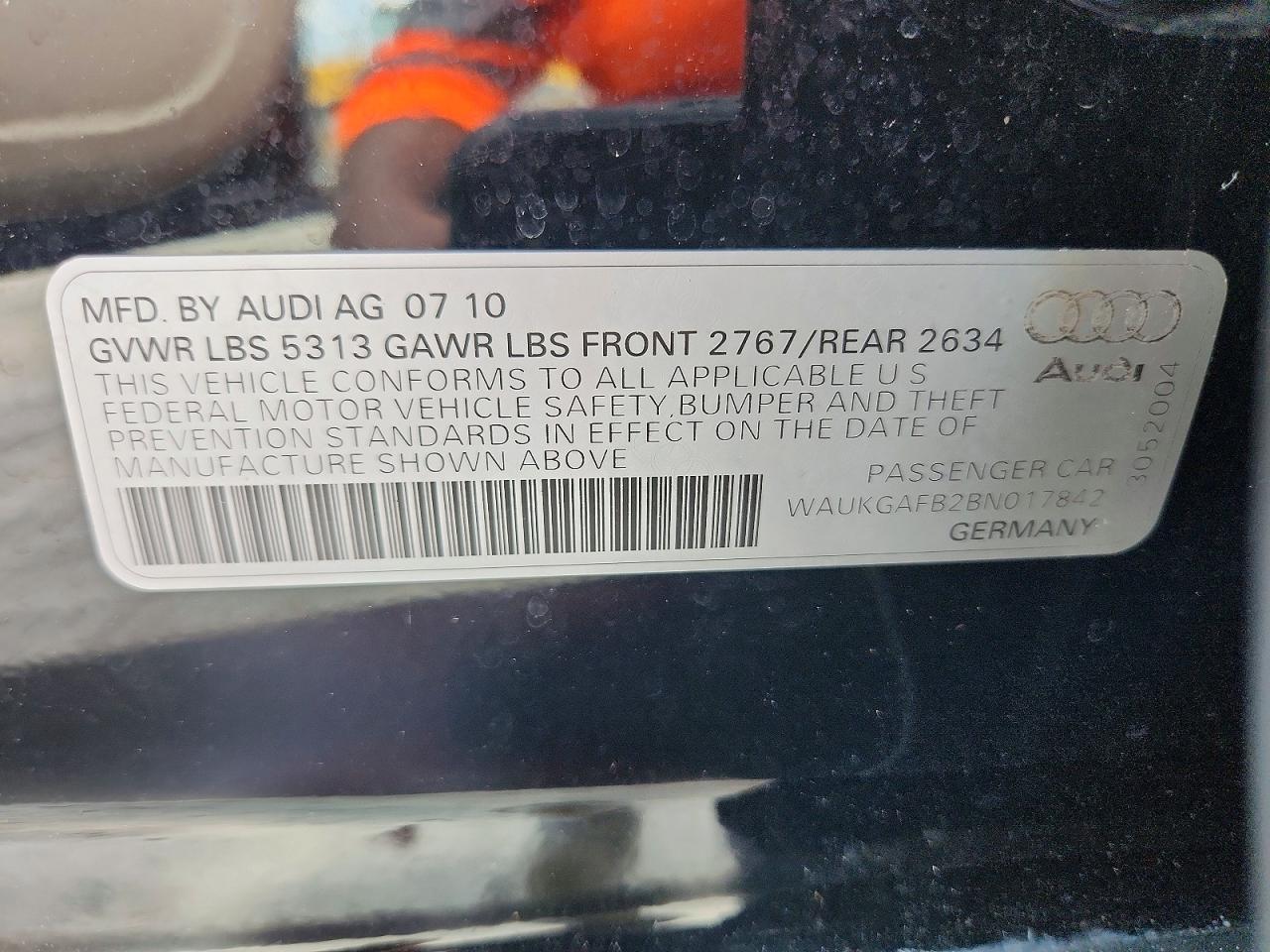 2011 Audi A6 Prestige Black vin: WAUKGAFB2BN017842
