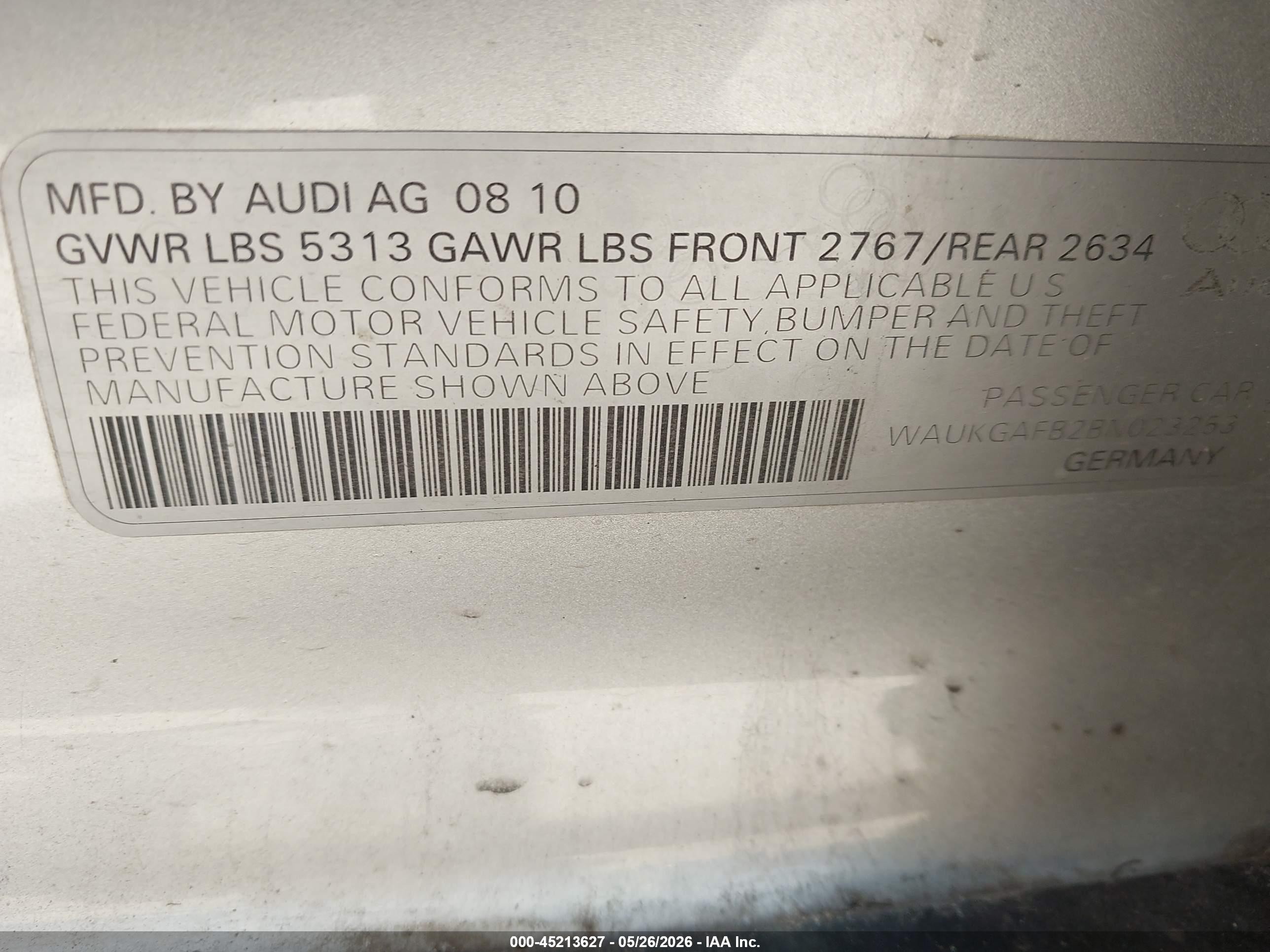 2011 Audi A6 3.0 Premium Silver vin: WAUKGAFB2BN023253