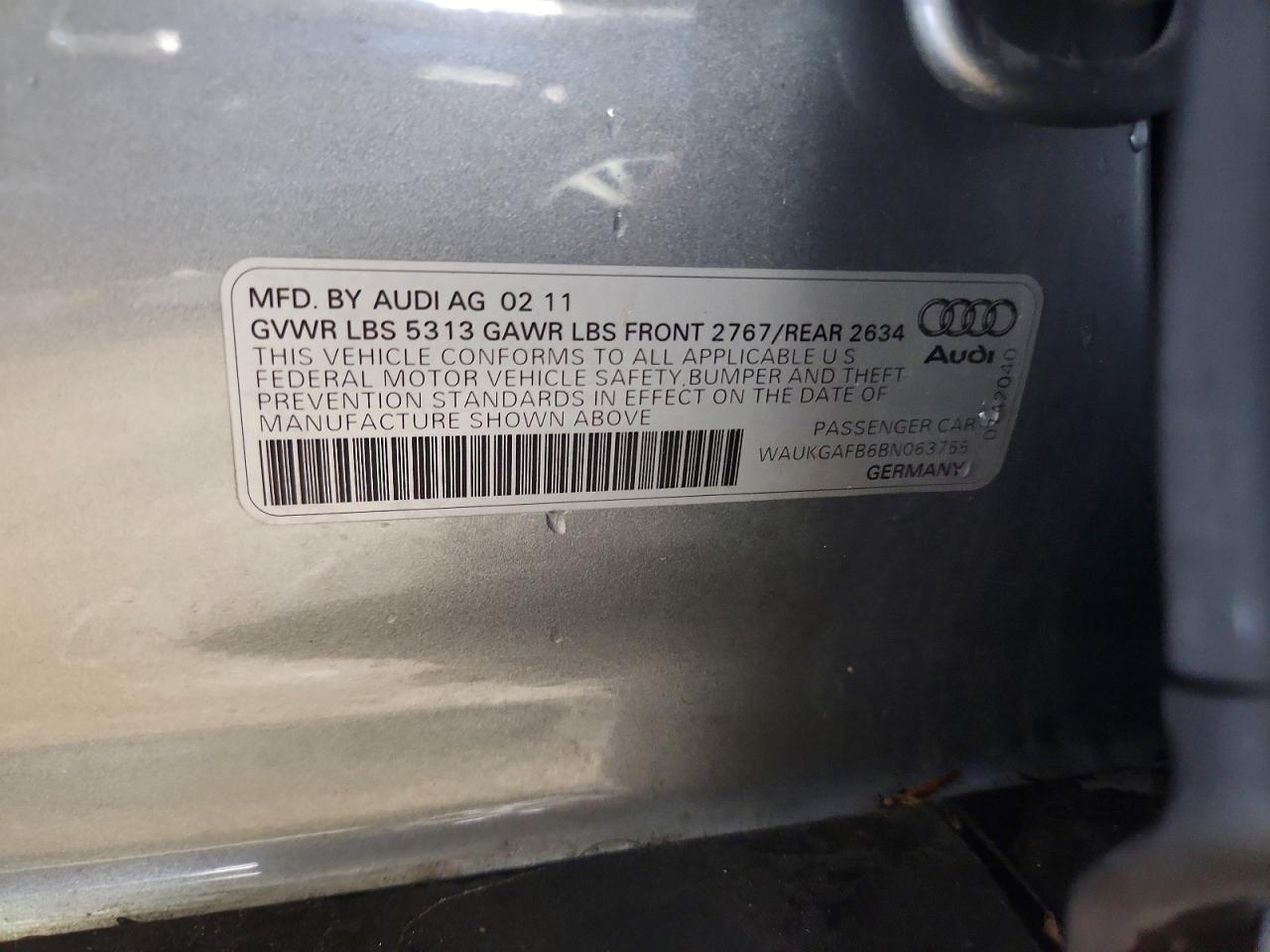 2011 Audi A6 Prestige Silver vin: WAUKGAFB6BN063755