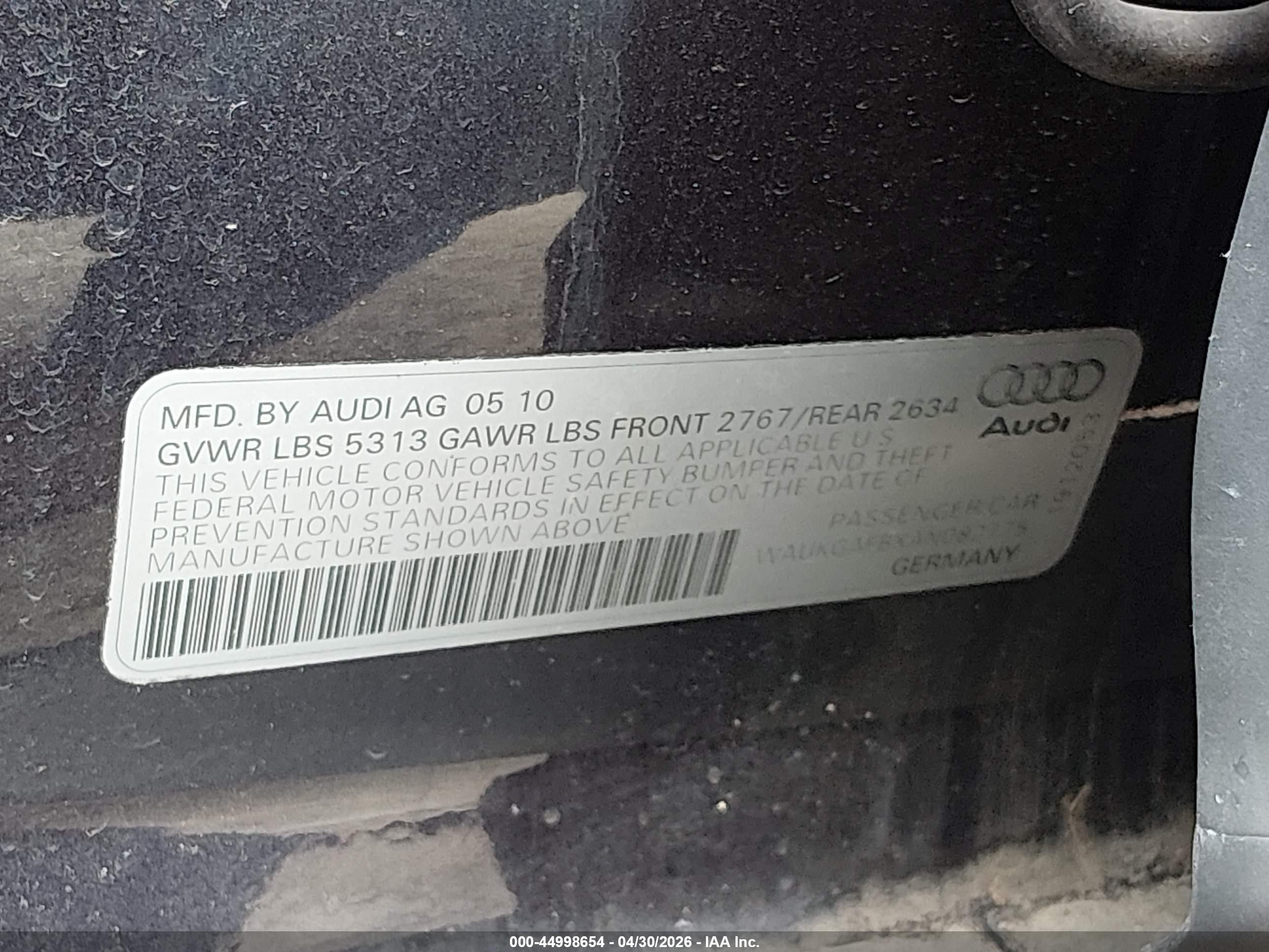 2010 Audi A6 3.0 Premium Gray vin: WAUKGAFBXAN082775