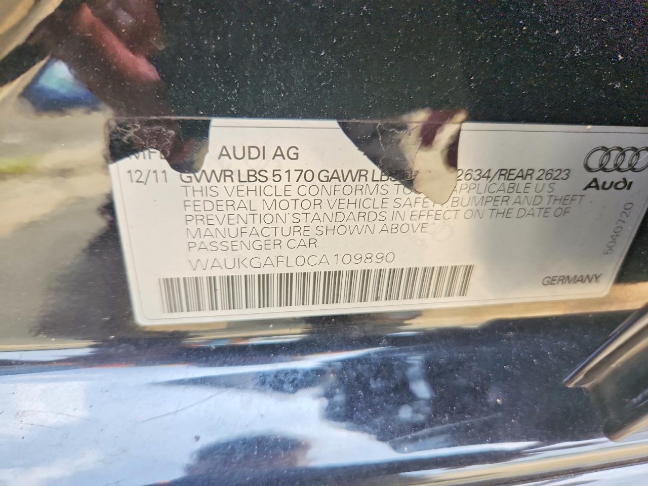 2012 Audi S4 Prestige Black vin: WAUKGAFL0CA109890