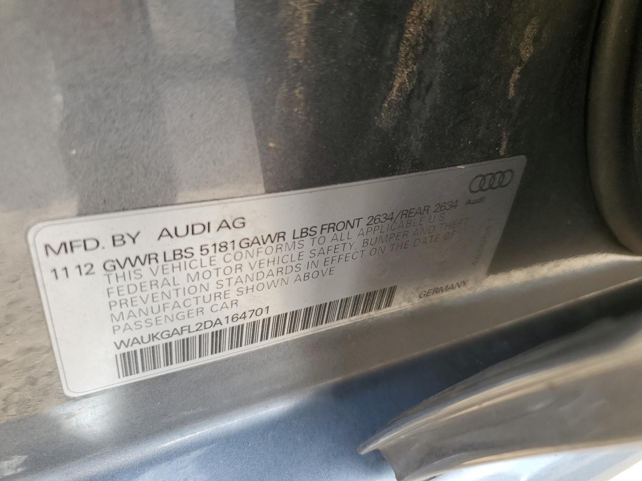 2013 Audi S4 Gray vin: WAUKGAFL2DA164701