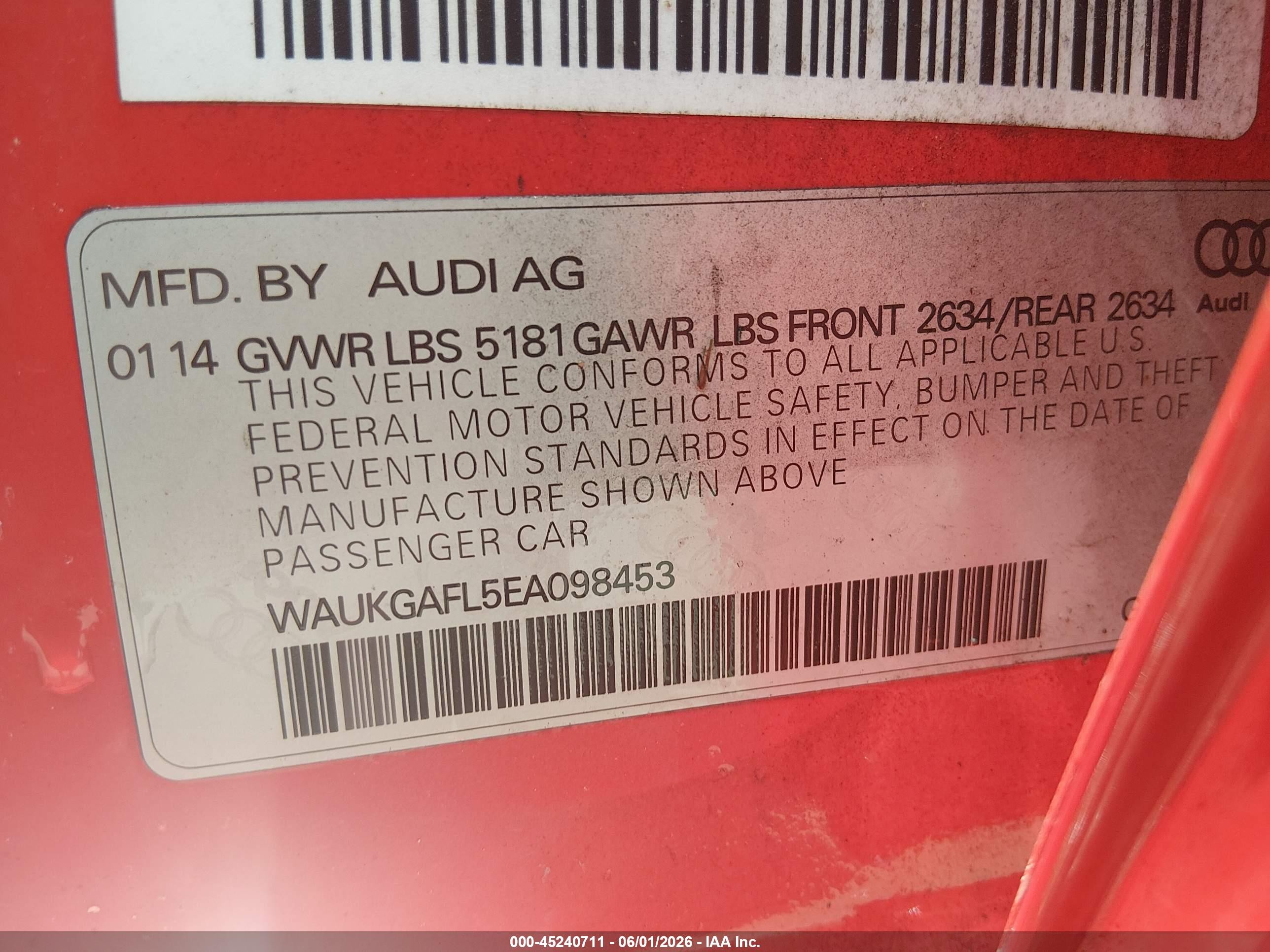 2014 Audi S4 3.0t Premium Plus Red vin: WAUKGAFL5EA098453