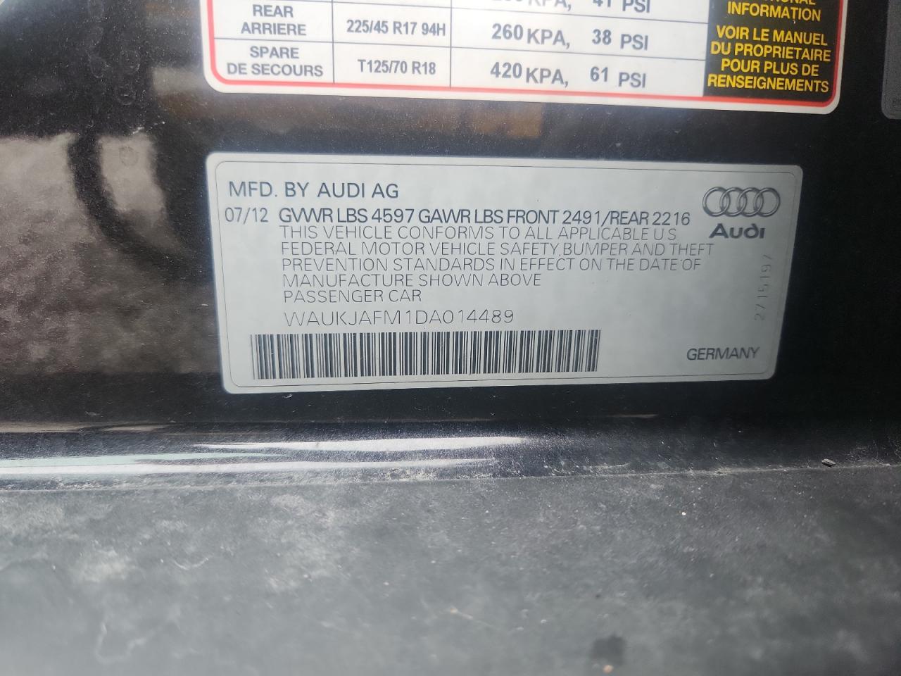 2013 Audi A3 Premium Plus Charcoal vin: WAUKJAFM1DA014489