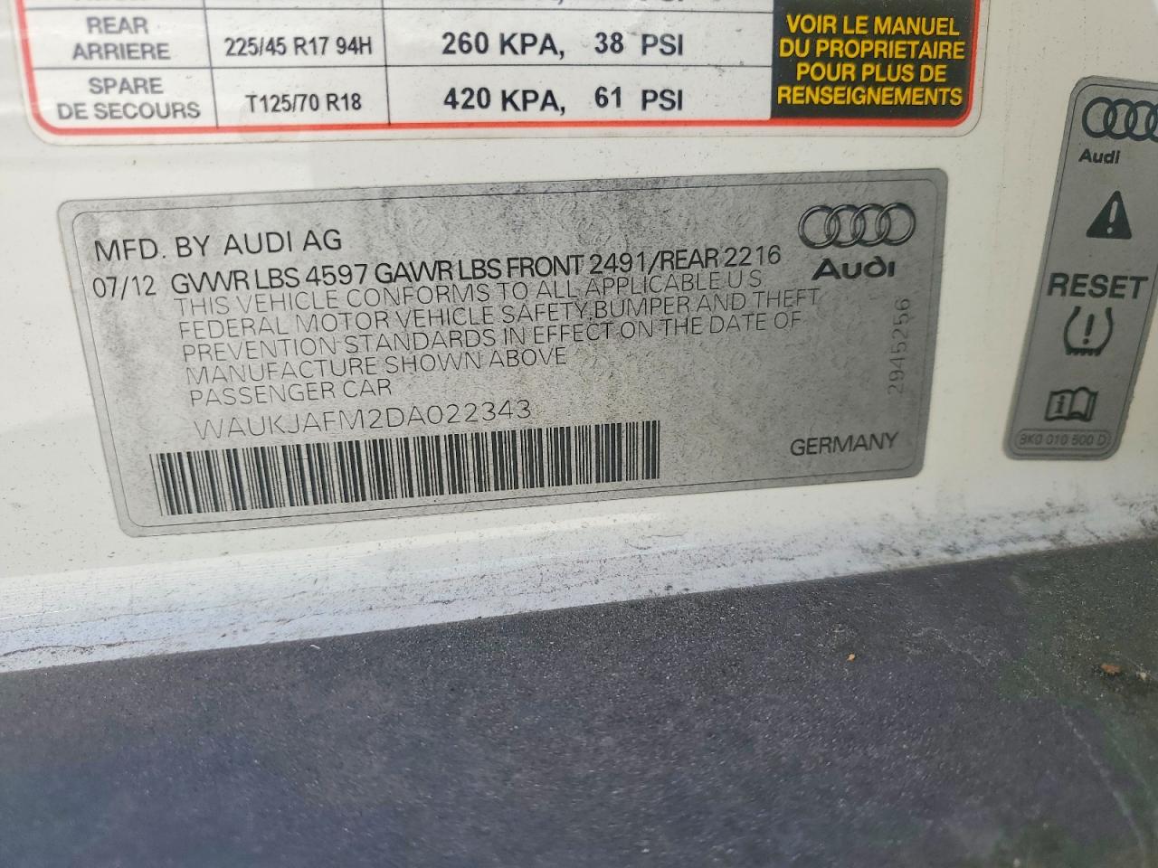 2013 Audi A3 Premium Plus White vin: WAUKJAFM2DA022343