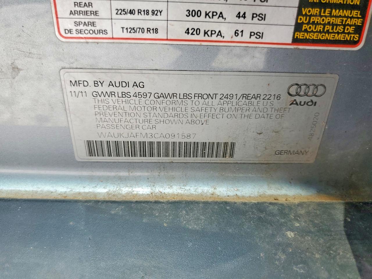 2012 Audi A3 Premium Plus Silver vin: WAUKJAFM3CA091587