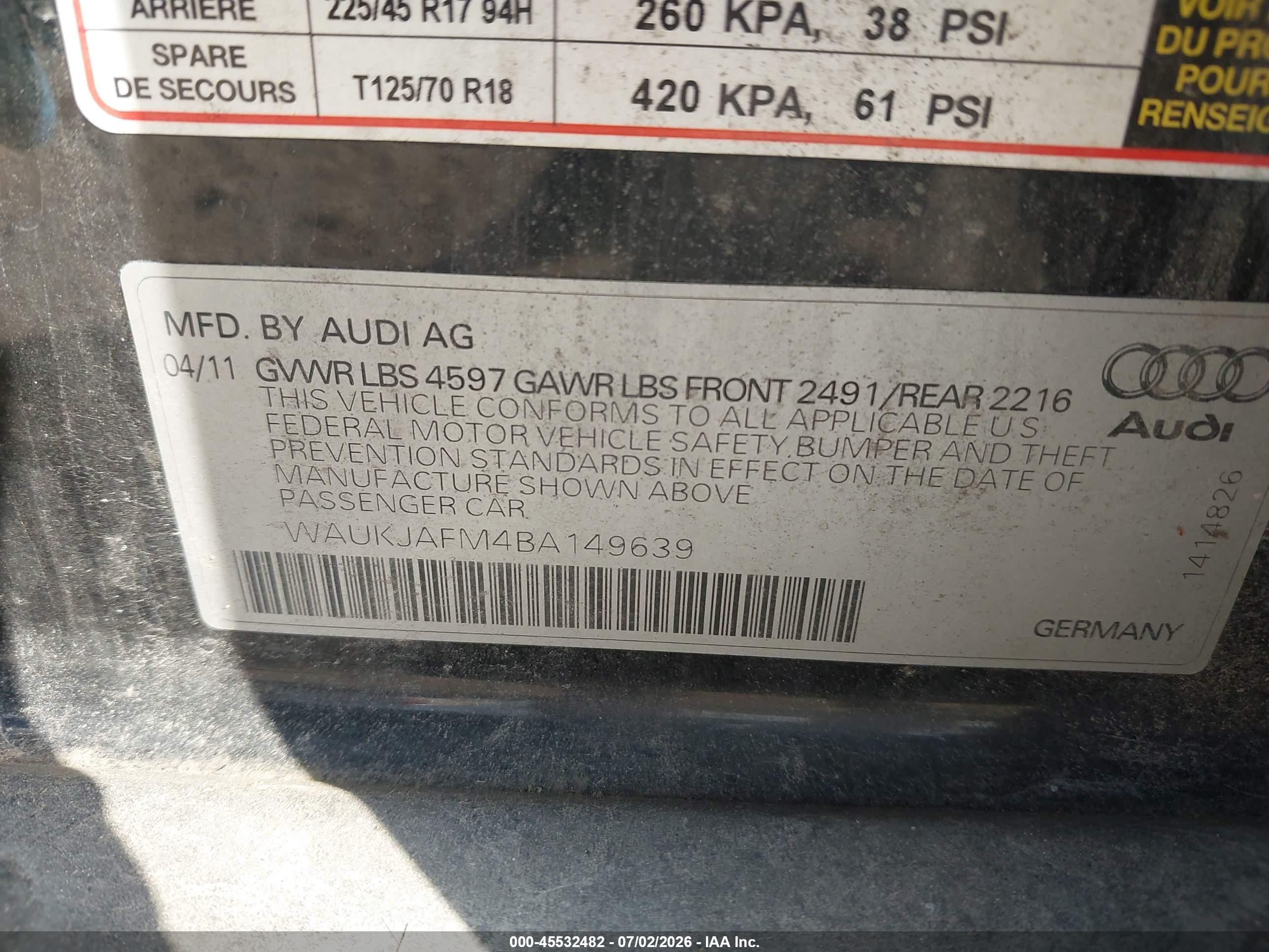 2011 Audi A3 2.0 Tdi Premium Black vin: WAUKJAFM4BA149639