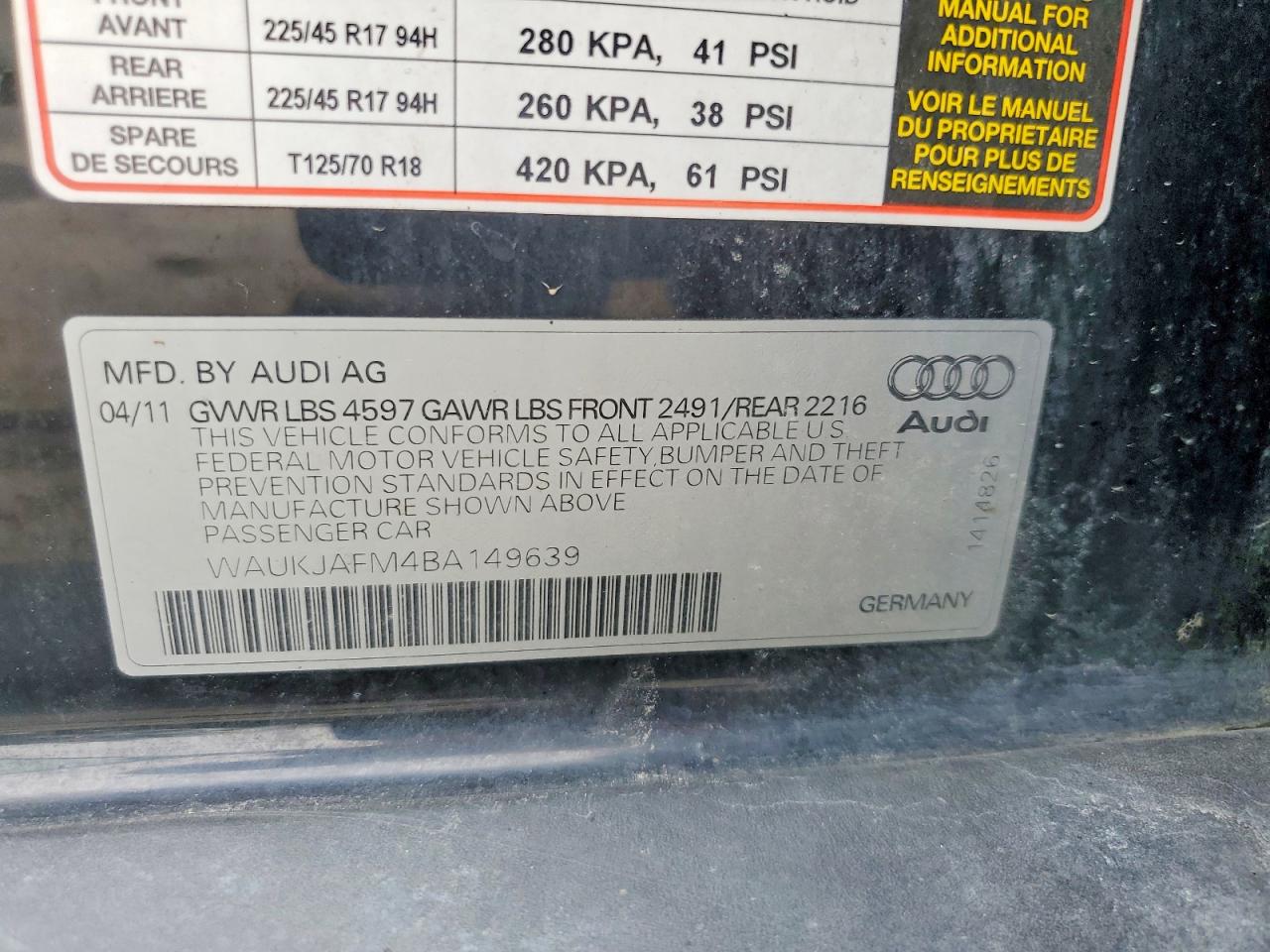 2011 Audi A3 Premium Plus Black vin: WAUKJAFM4BA149639