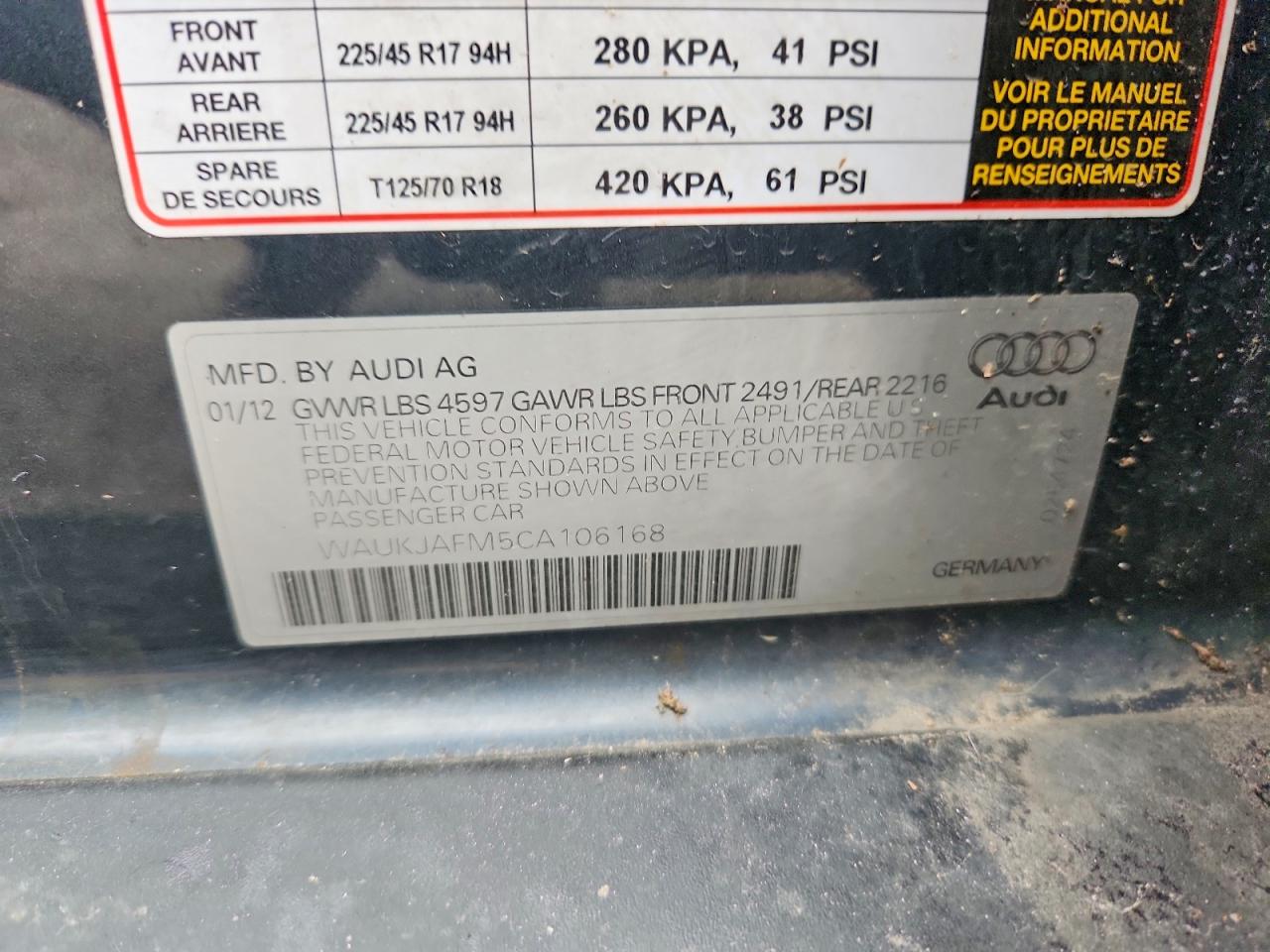 2012 Audi A3 Premium Plus Gray vin: WAUKJAFM5CA106168