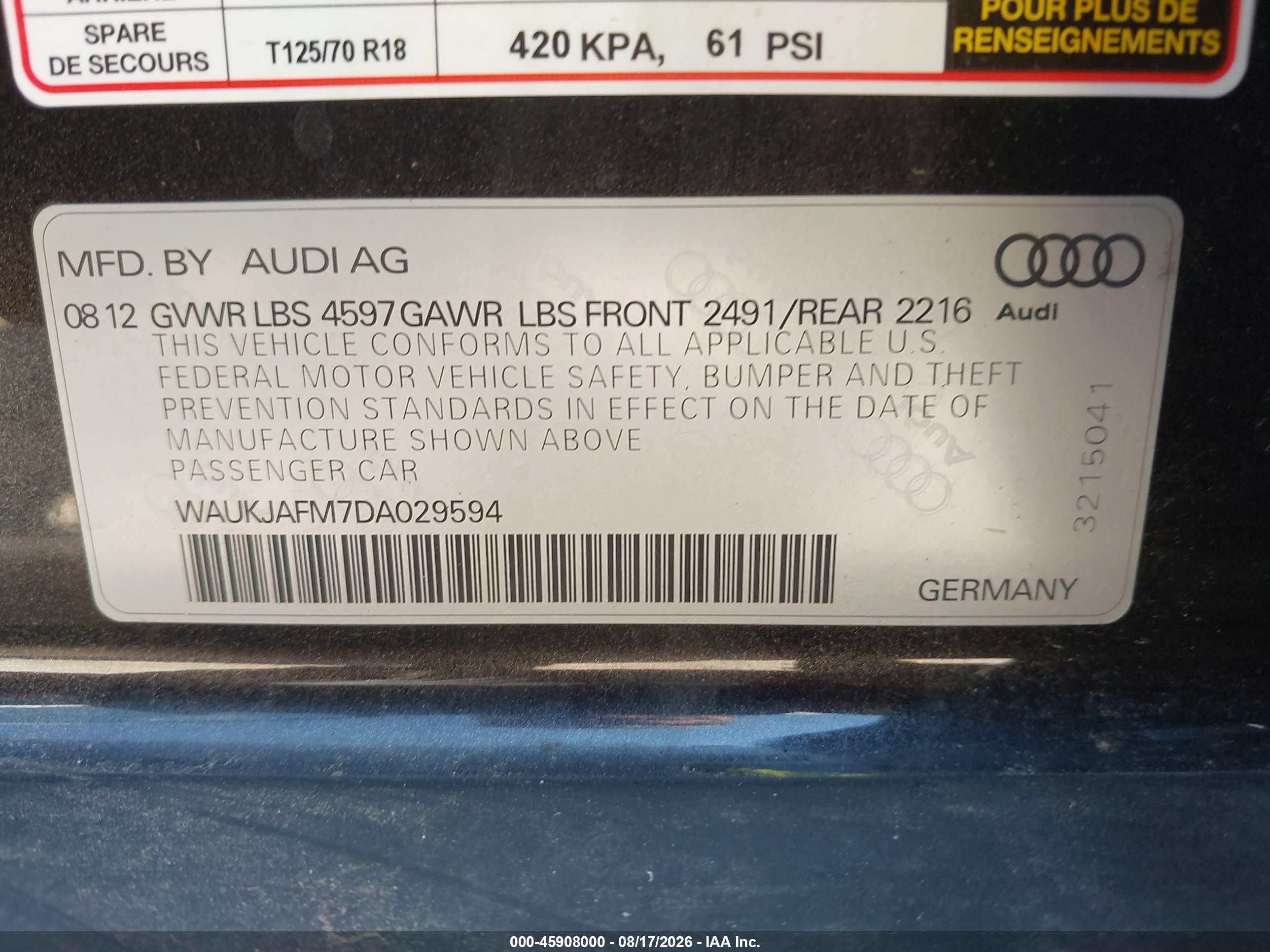 2013 Audi A3 2.0 Tdi Premium Gray vin: WAUKJAFM7DA029594