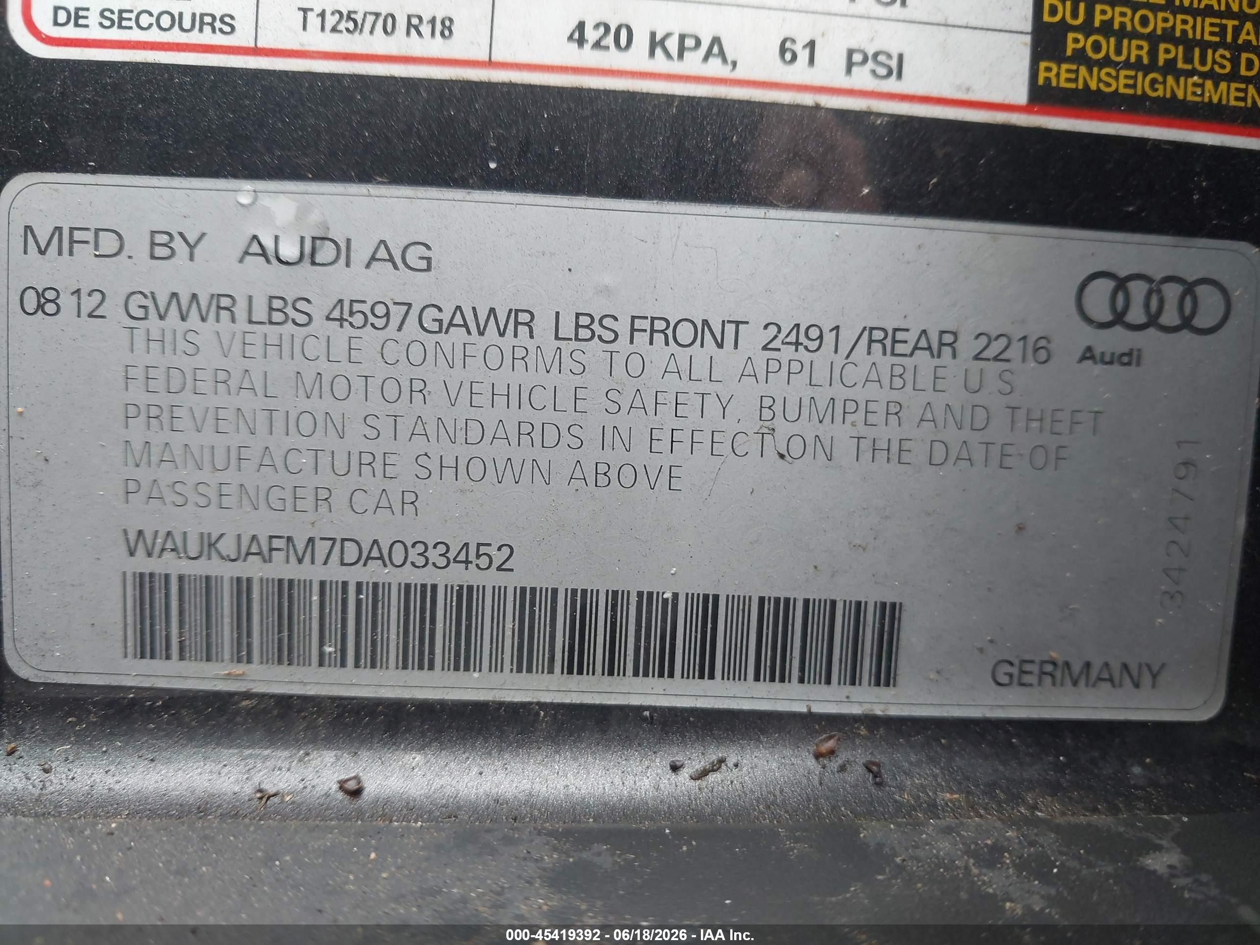 2013 Audi A3 2.0 Tdi Premium Black vin: WAUKJAFM7DA033452