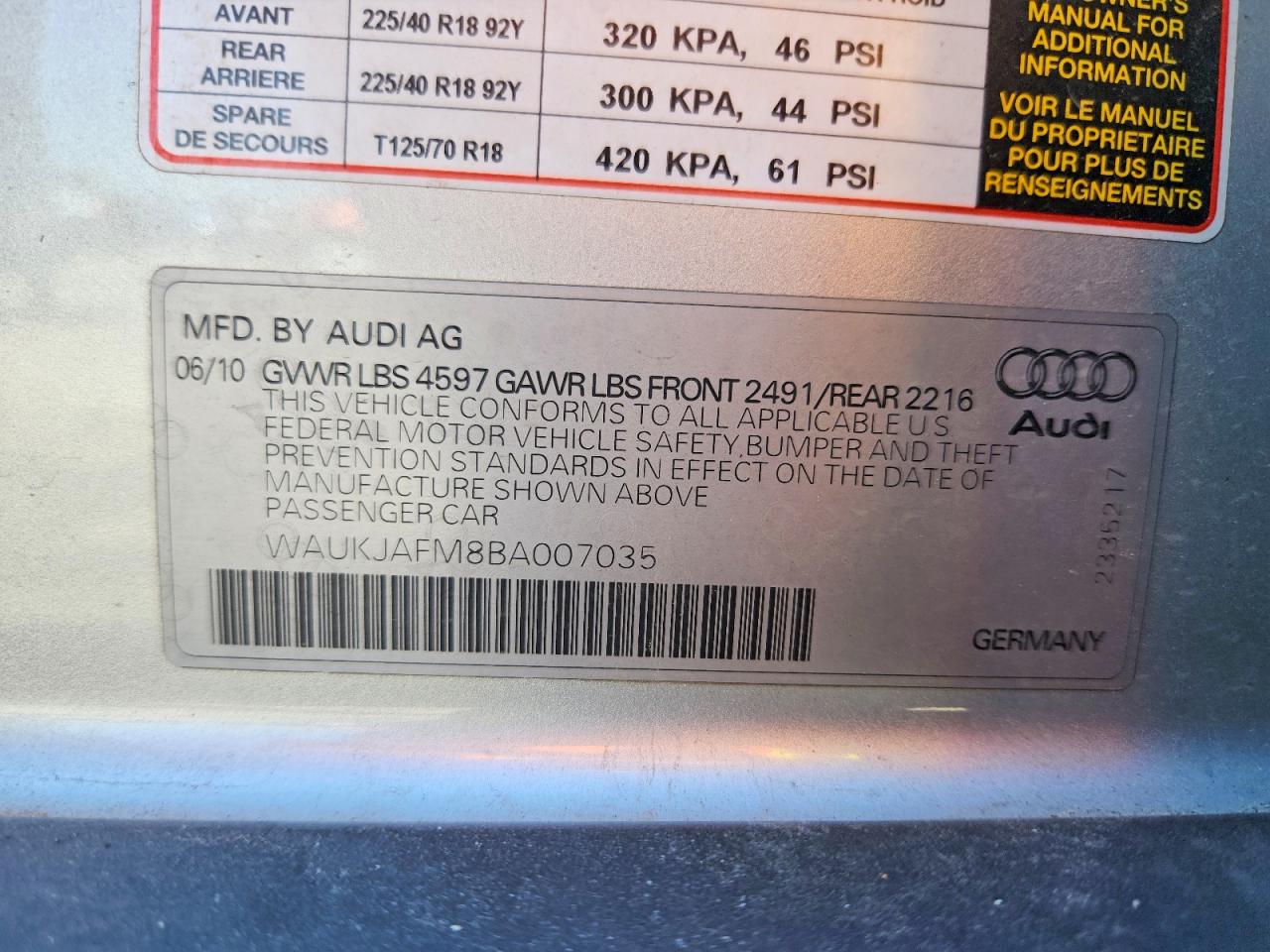 2011 Audi A3 Premium Plus Silver vin: WAUKJAFM8BA007035