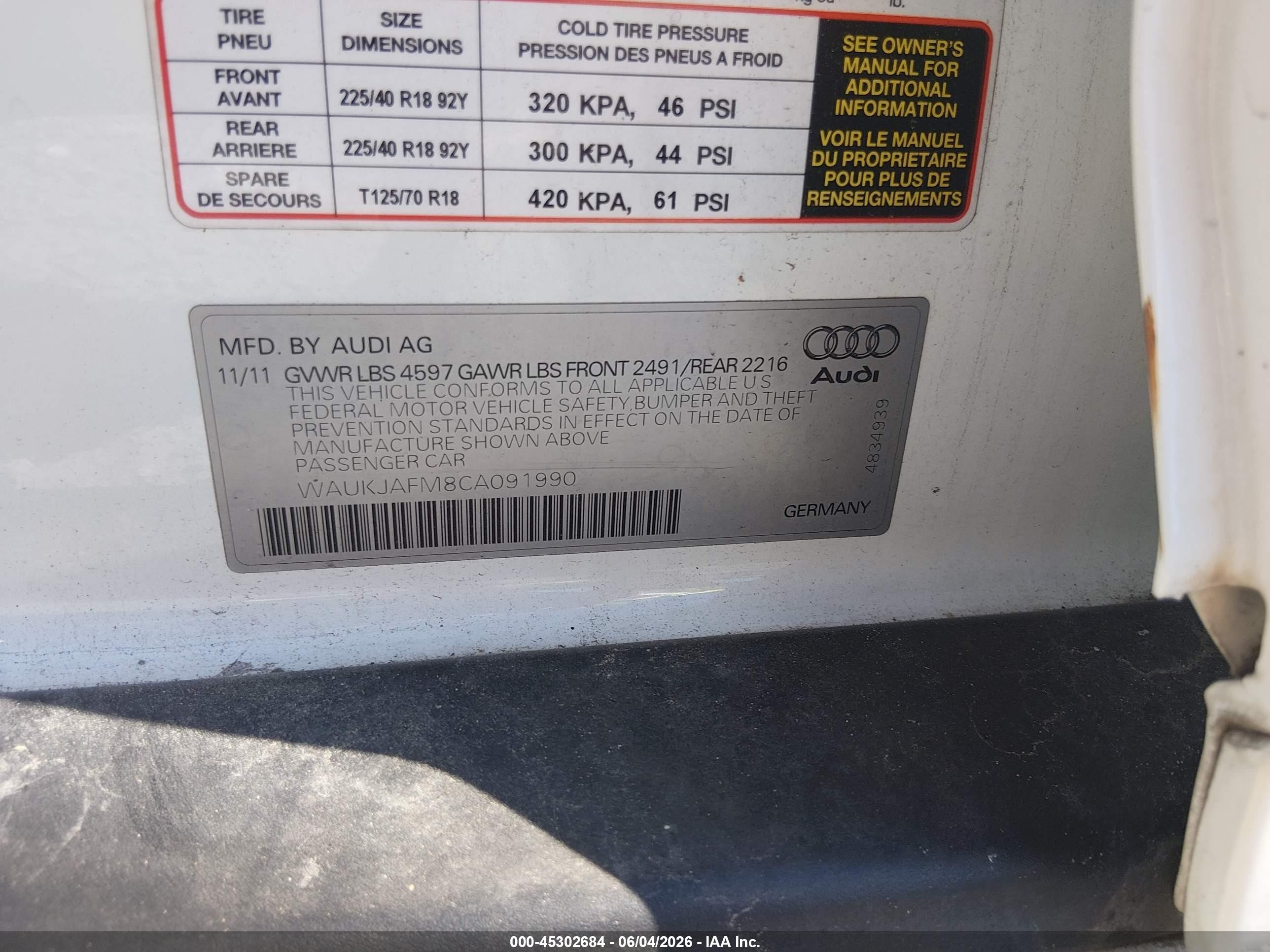 2012 Audi A3 2.0 Tdi Premium Белый vin: WAUKJAFM8CA091990