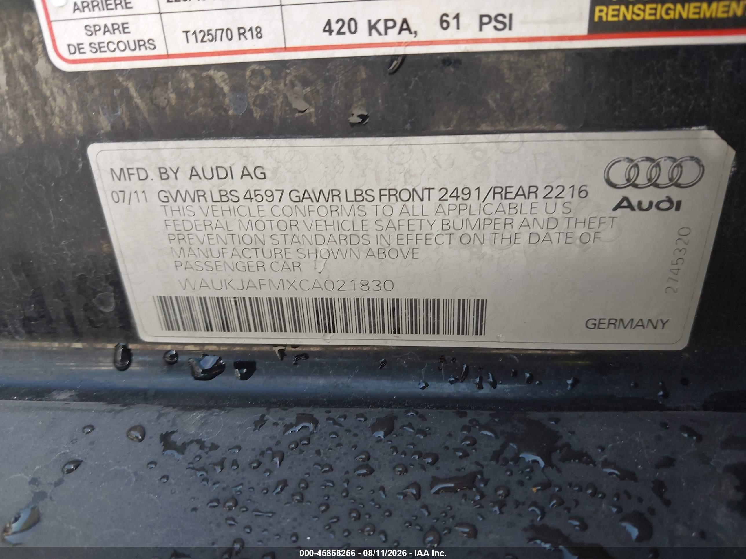 2012 Audi A3 2.0 Tdi Premium Black vin: WAUKJAFMXCA021830