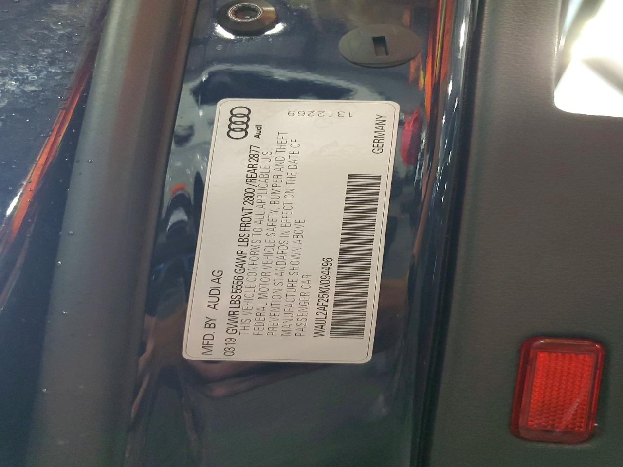 2019 Audi A6 Premium Plus Blue vin: WAUL2AF25KN094496