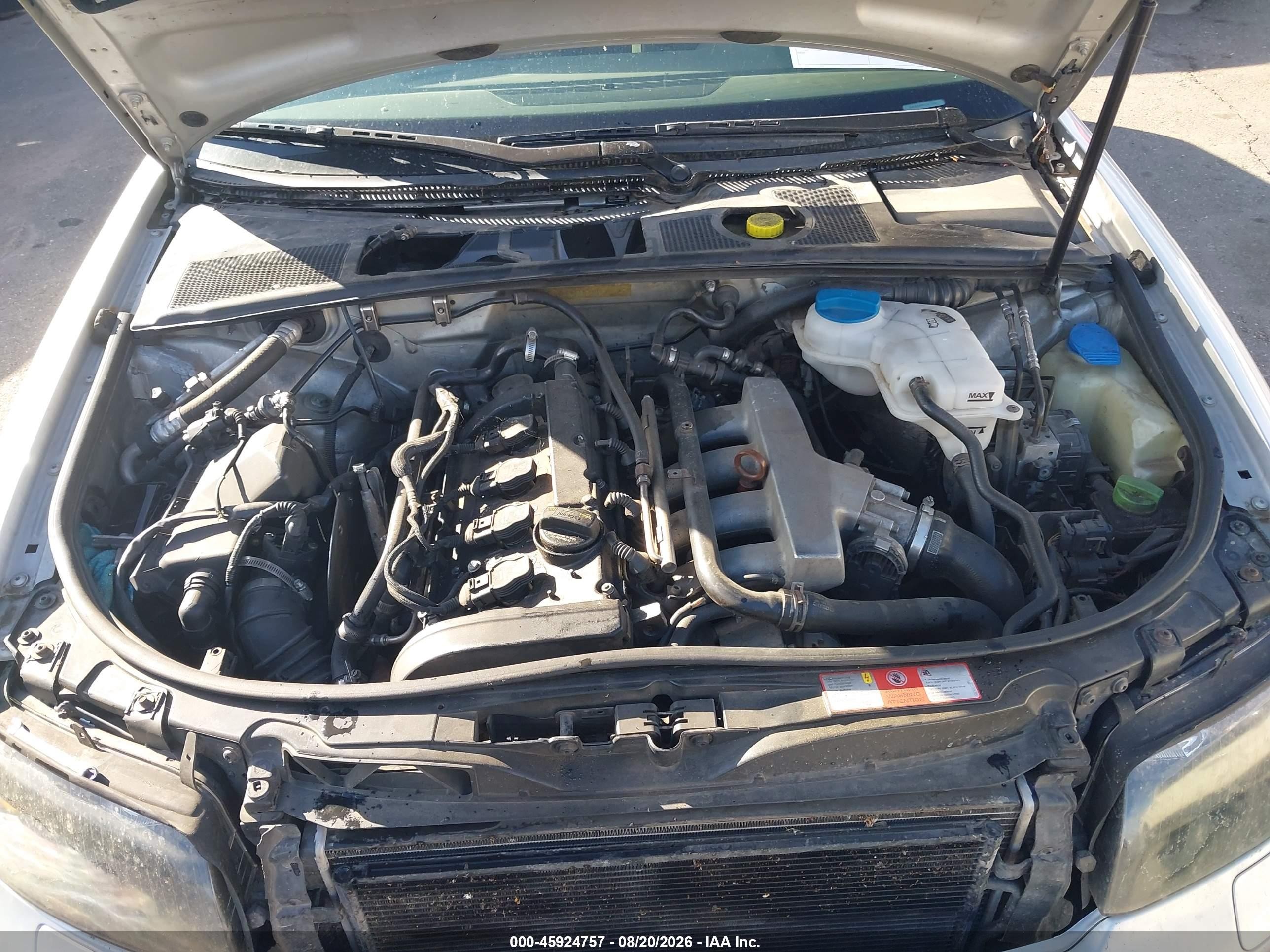 2002 Audi A4 1.8t Silver vin: WAULC68E02A128871