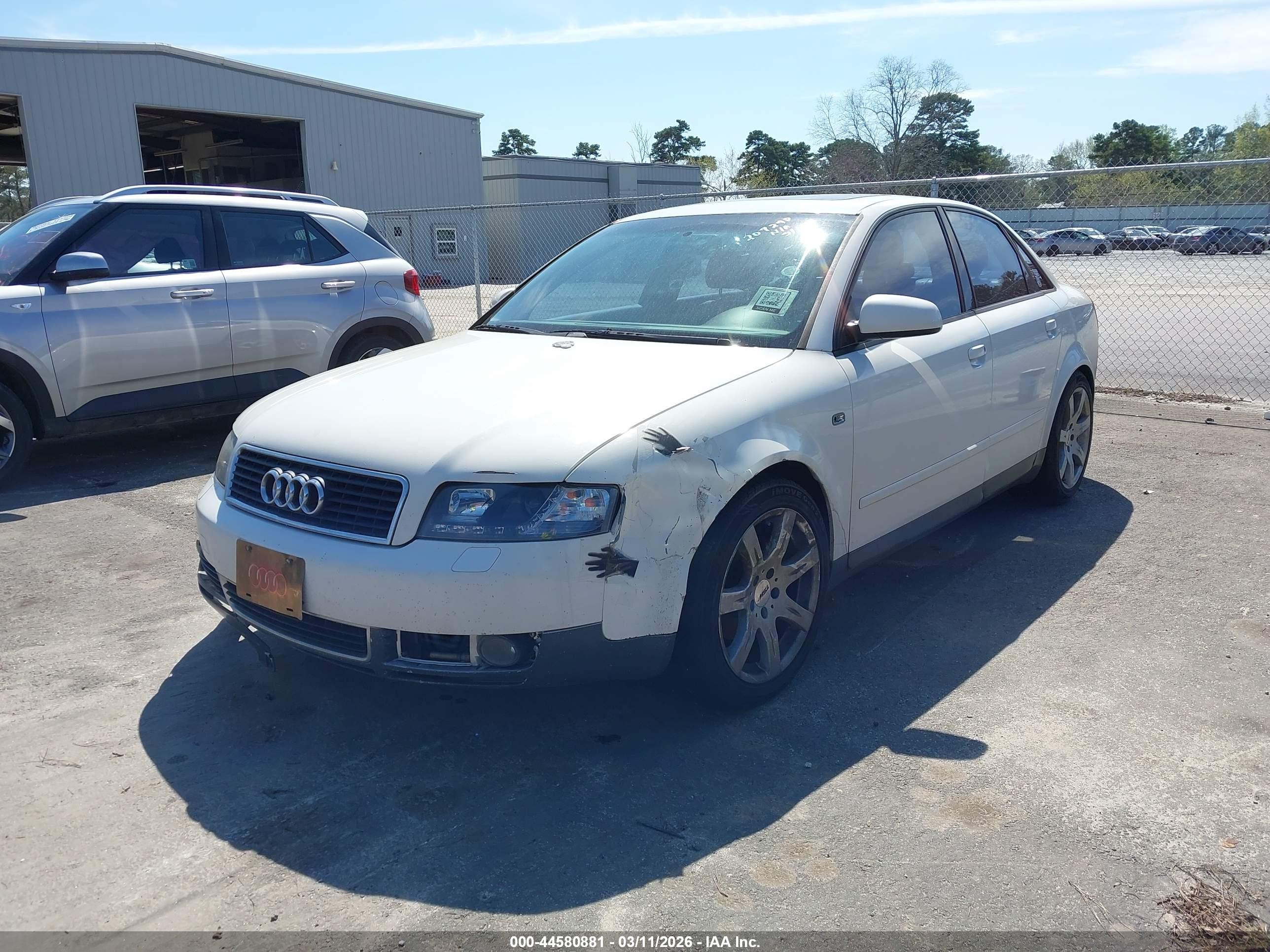 2002 Audi A4 1.8t White vin: WAULC68E82A207270